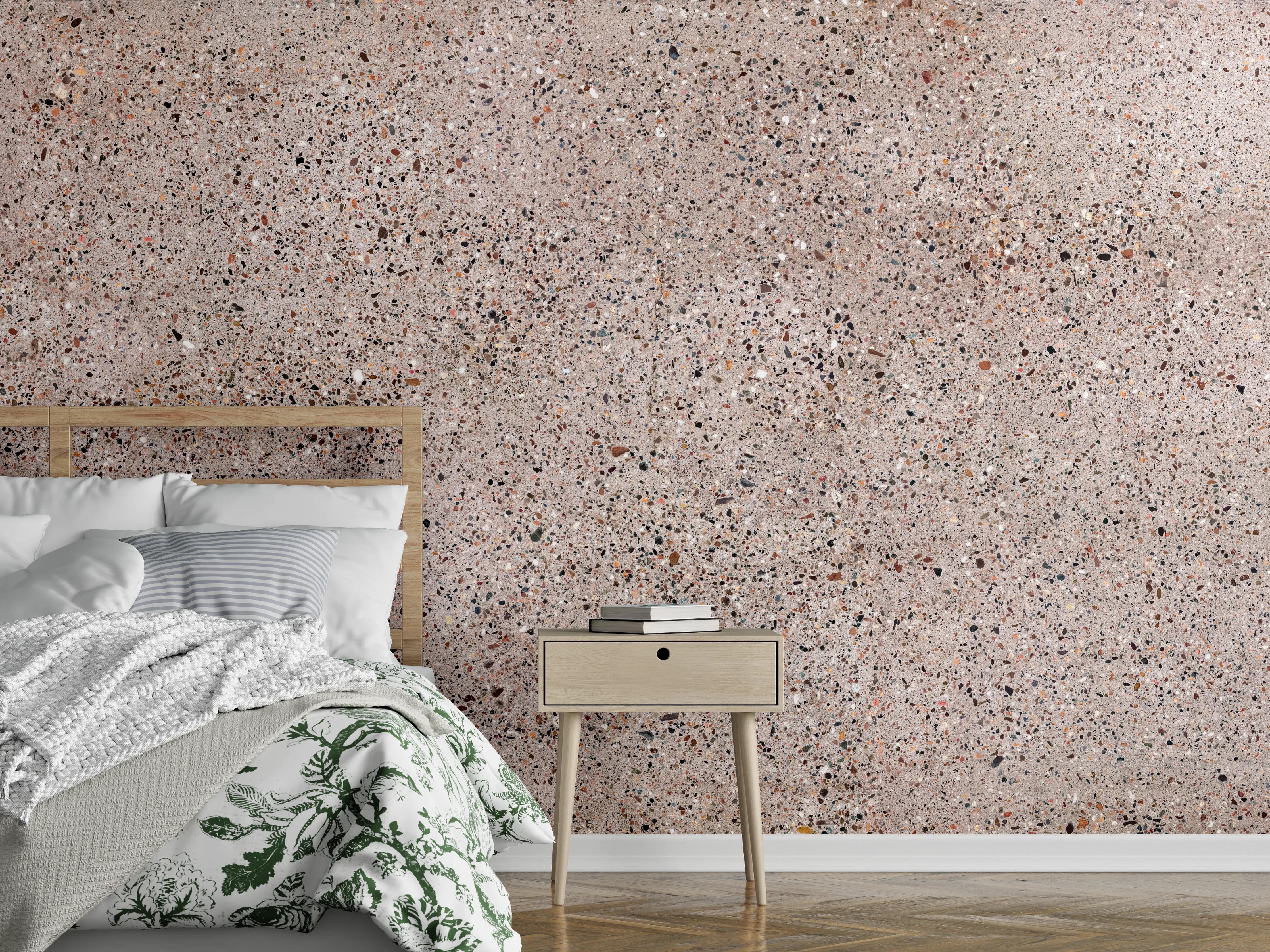 Wandverkleidung Schlafzimmer - Rosafarbige natürliche Mosaiksteine