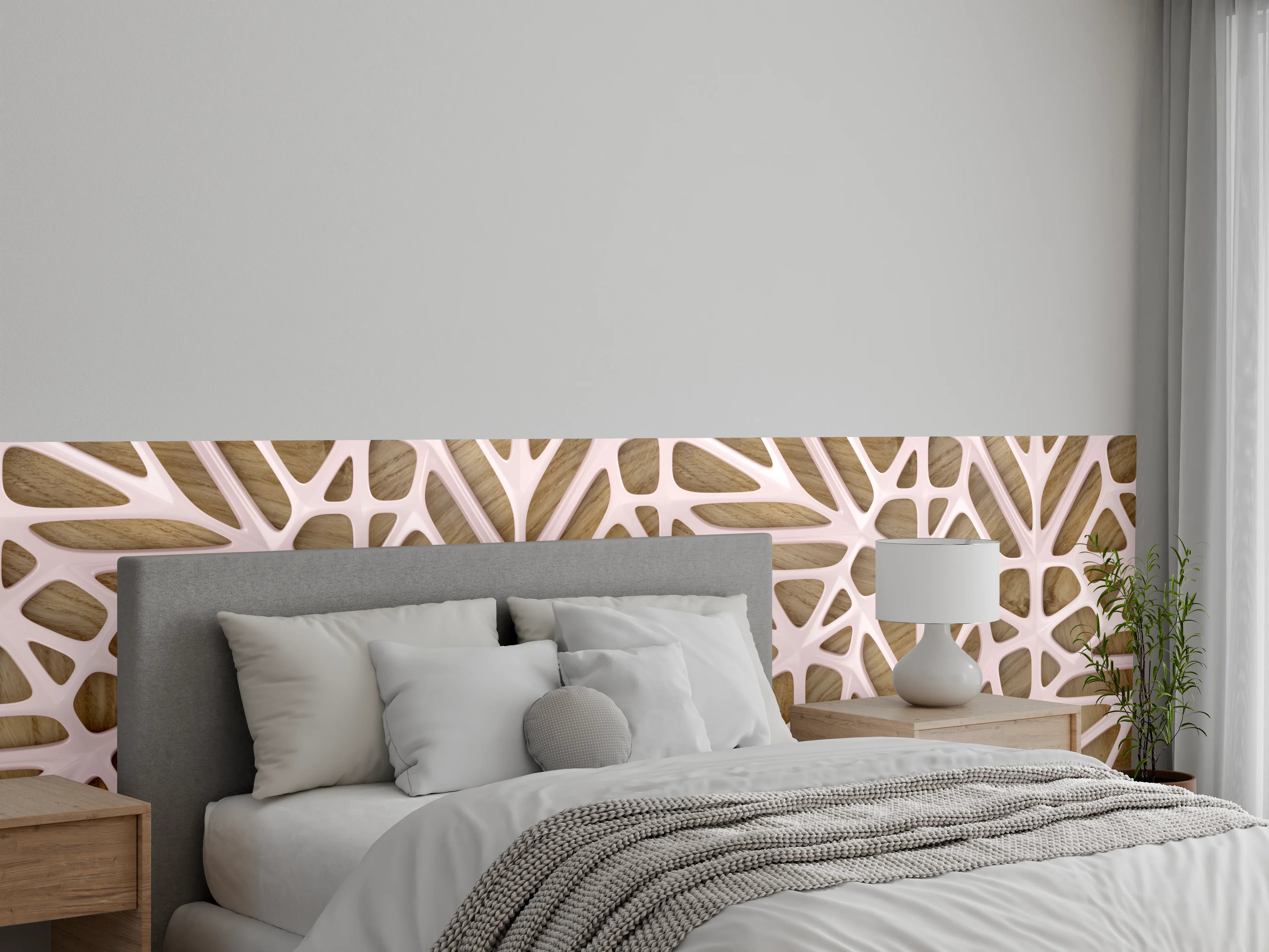 Wandverkleidung Schlafzimmer - Rosanes Gitter Muster