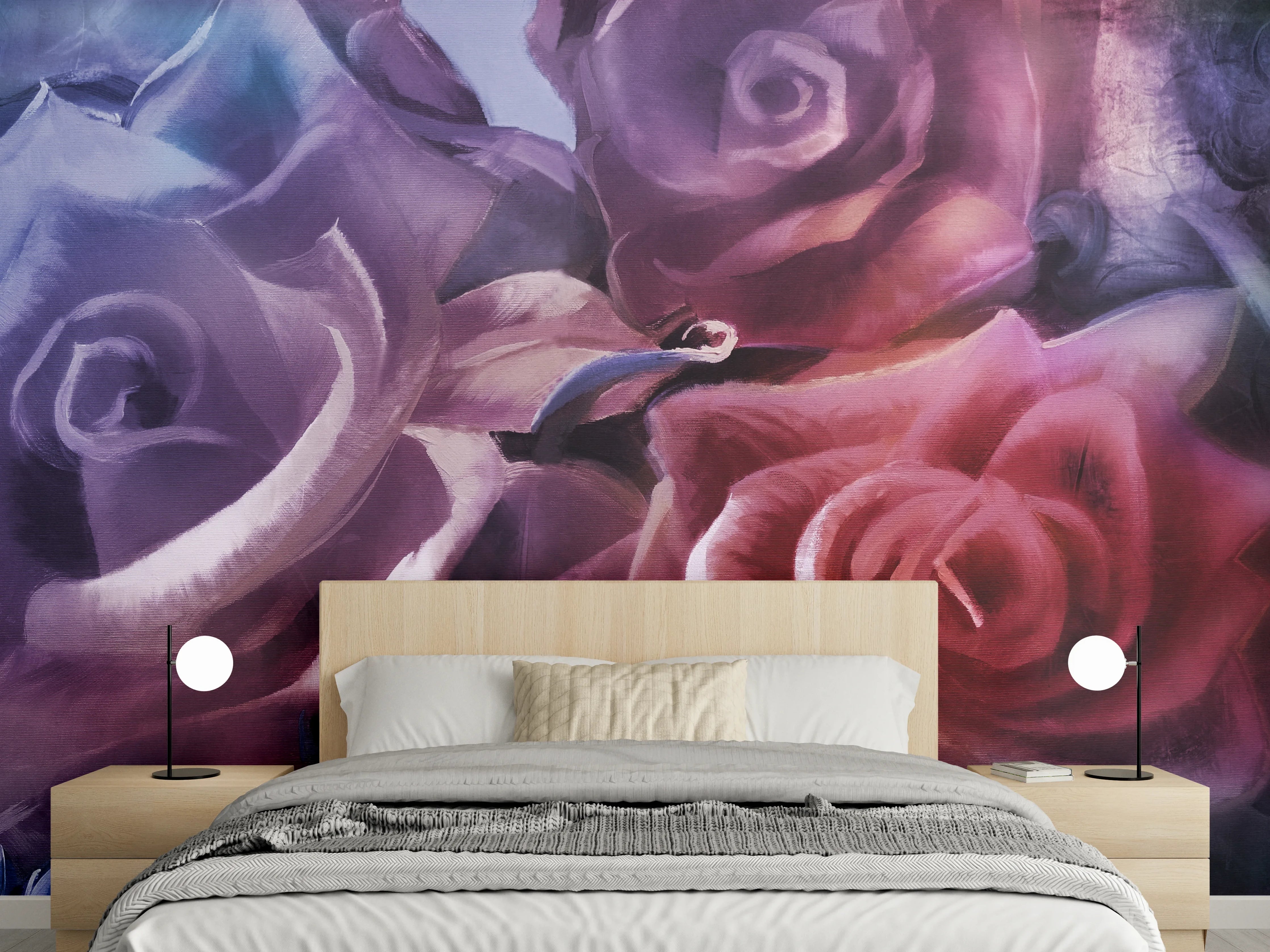 Wandverkleidung Schlafzimmer - Rosenmalerei