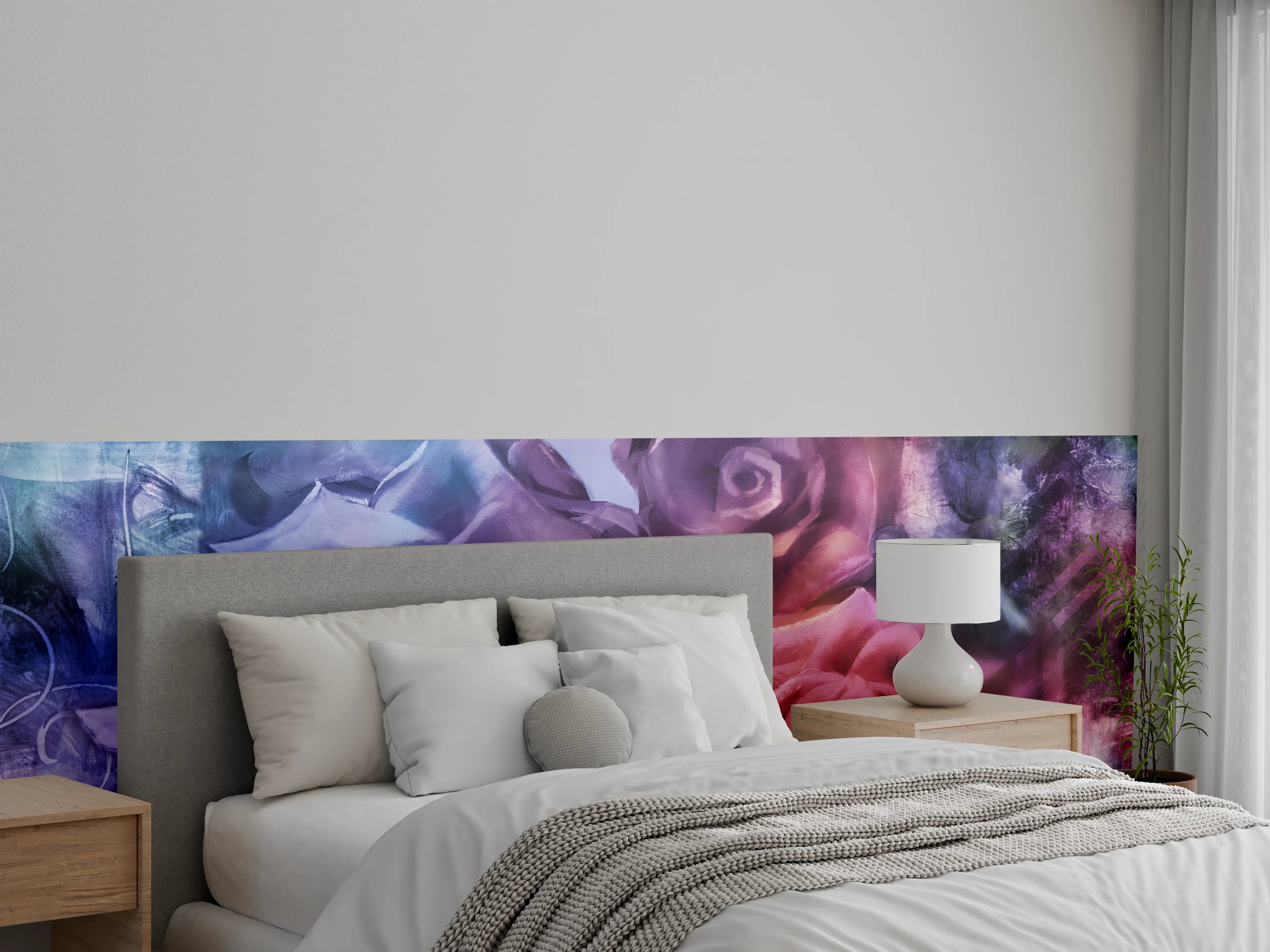 Wandverkleidung Schlafzimmer - Rosenmalerei