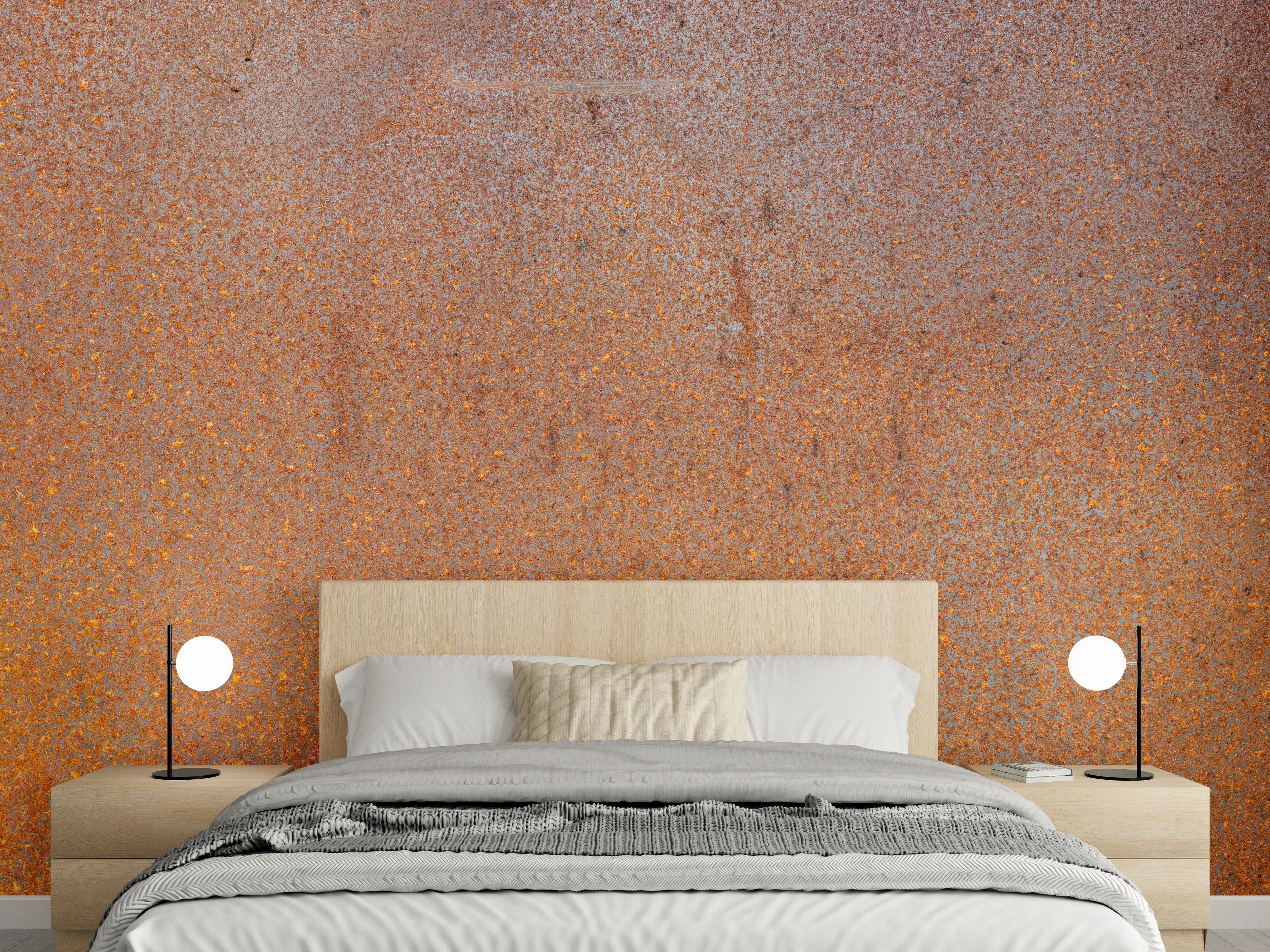 Wandverkleidung Schlafzimmer - Rostige Metalloberfläche mit Patina und Textur