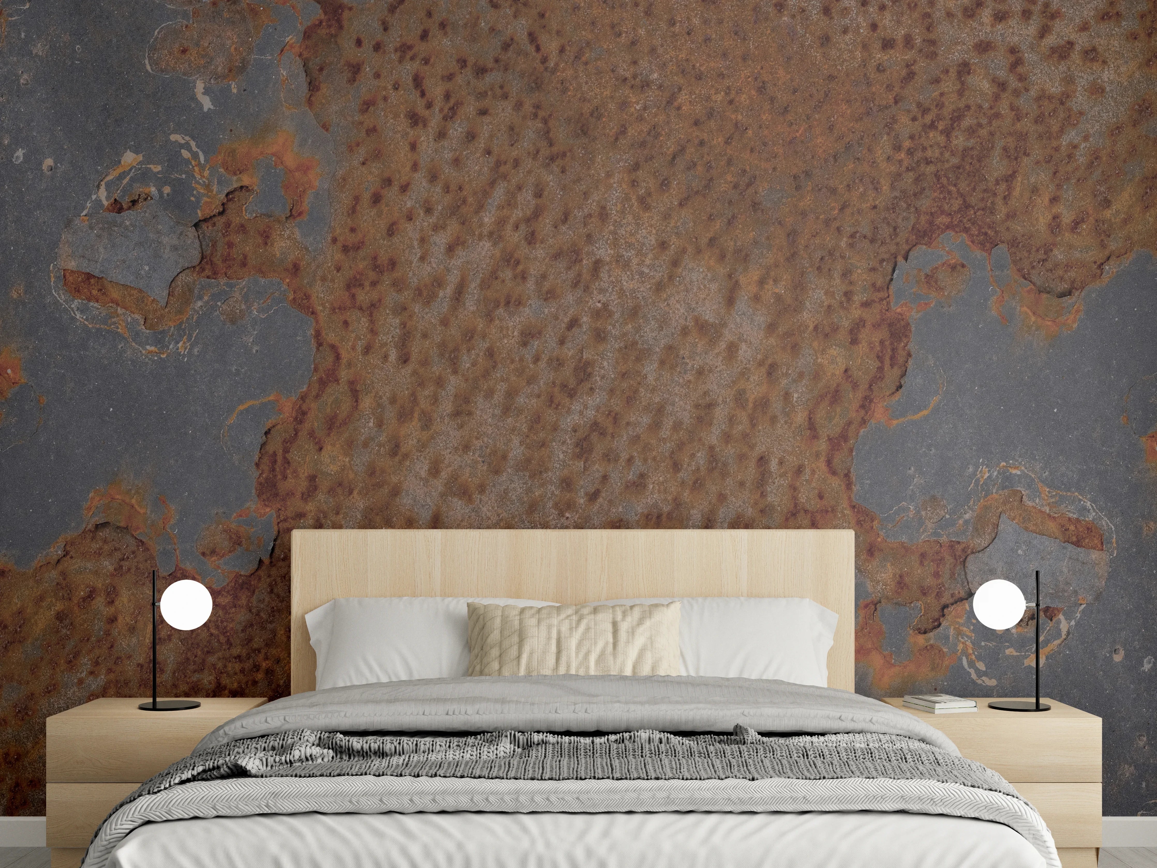Wandverkleidung Schlafzimmer - Rostiges Metall im Grunge-Stil