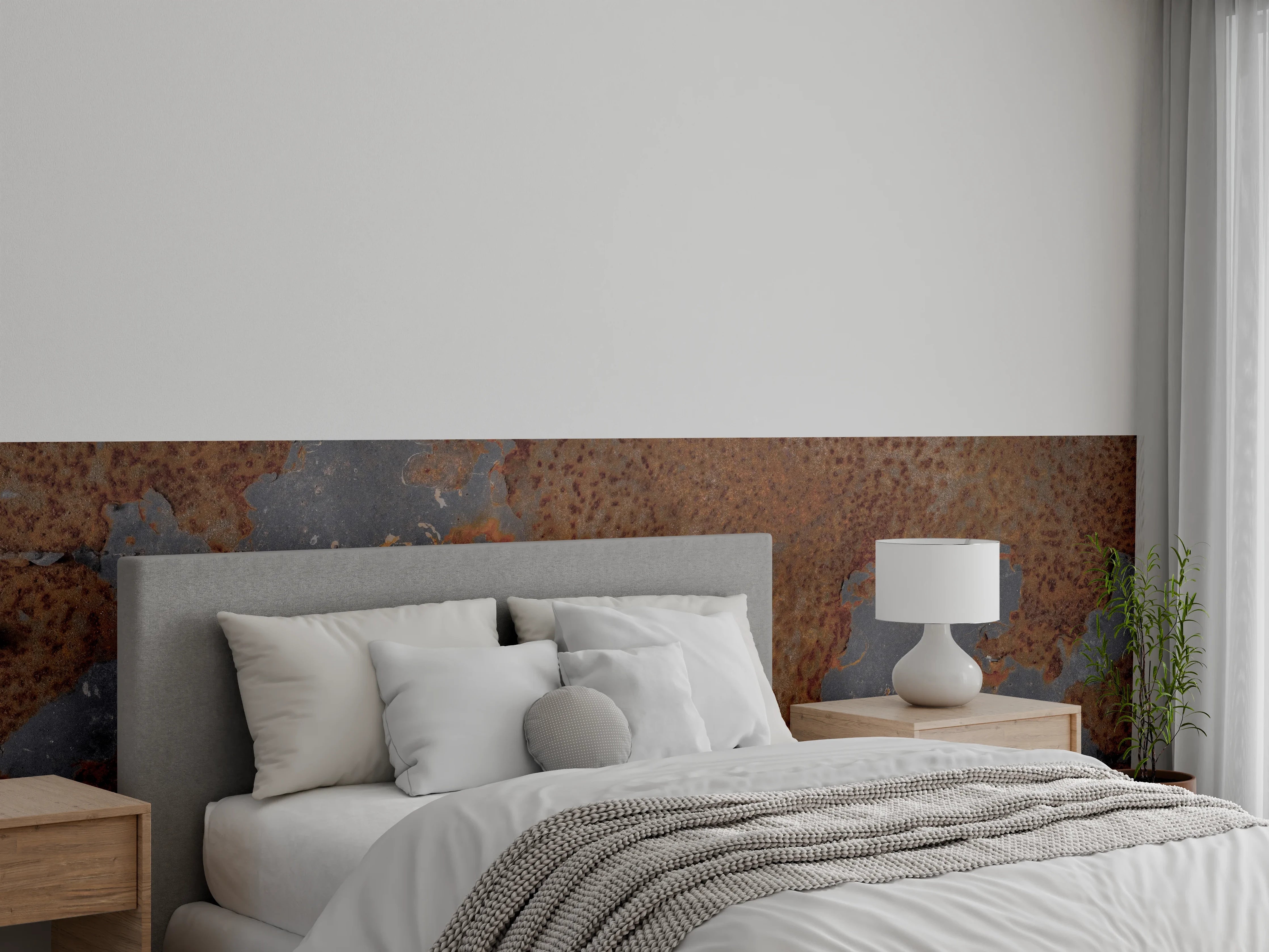 Wandverkleidung Schlafzimmer - Rostiges Metall im Grunge-Stil
