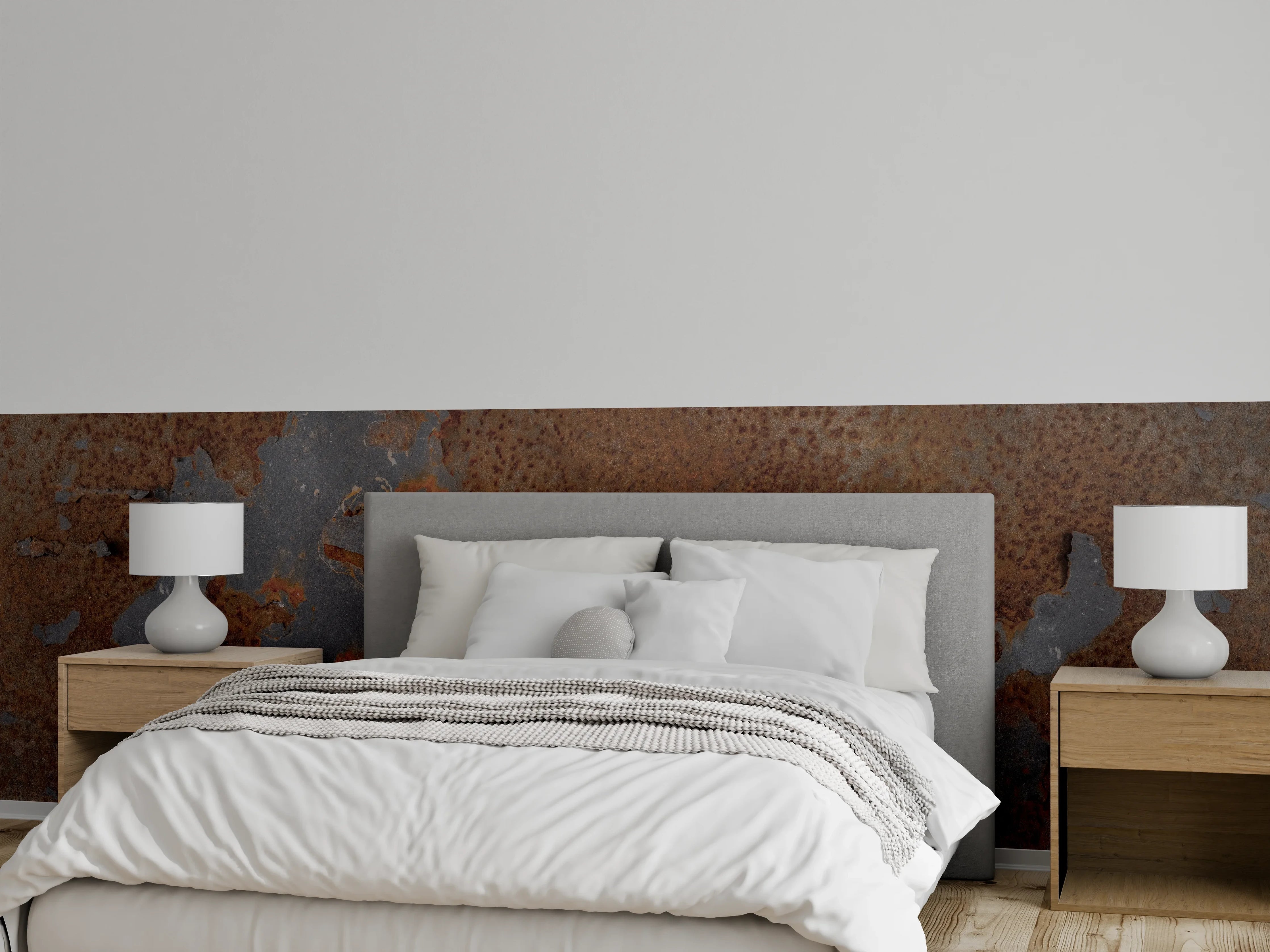Wandverkleidung Schlafzimmer - Rostiges Metall im Grunge-Stil