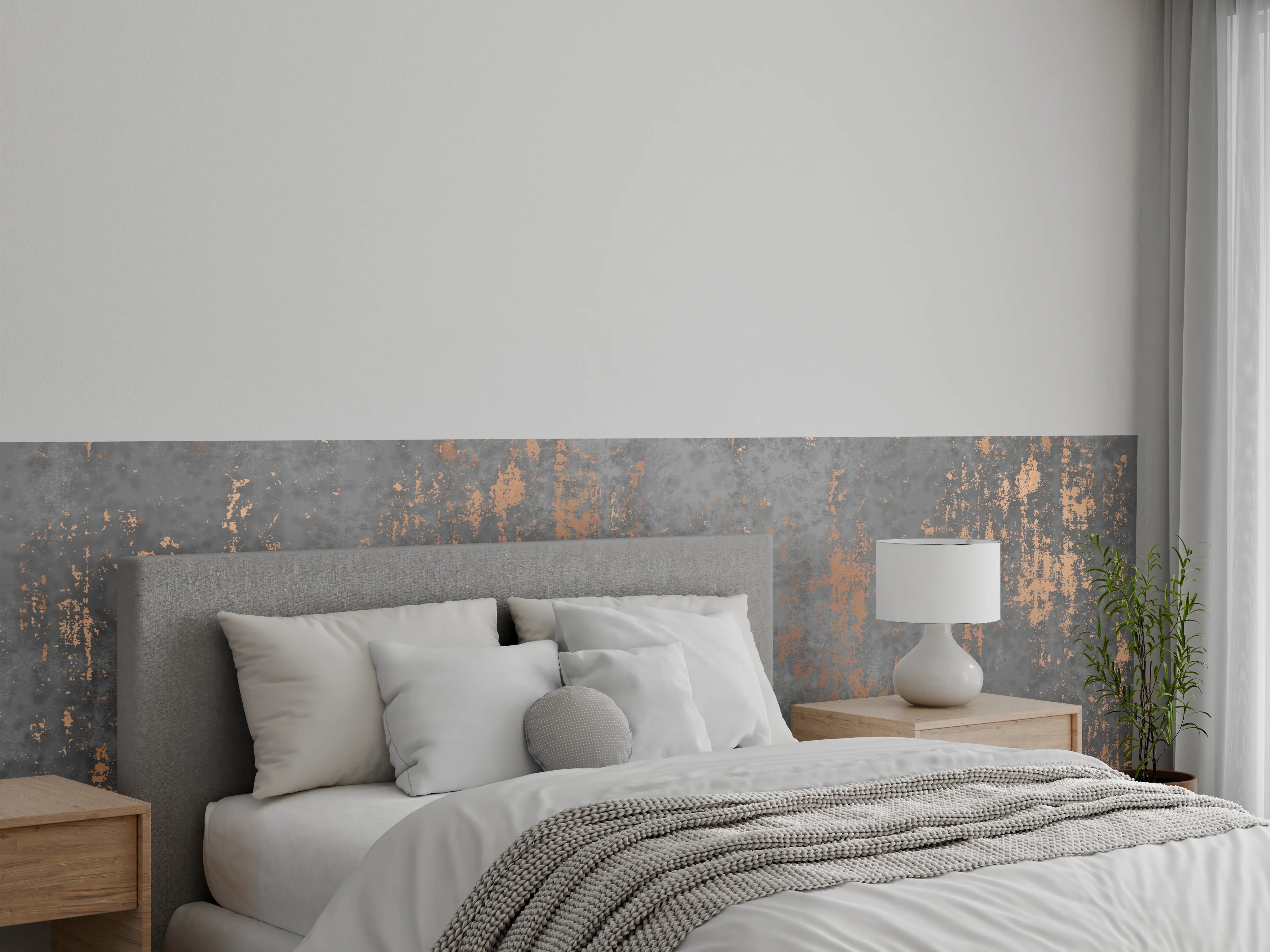 Wandverkleidung Schlafzimmer - Rostoptik Beton-Look Wanddesign Industrial