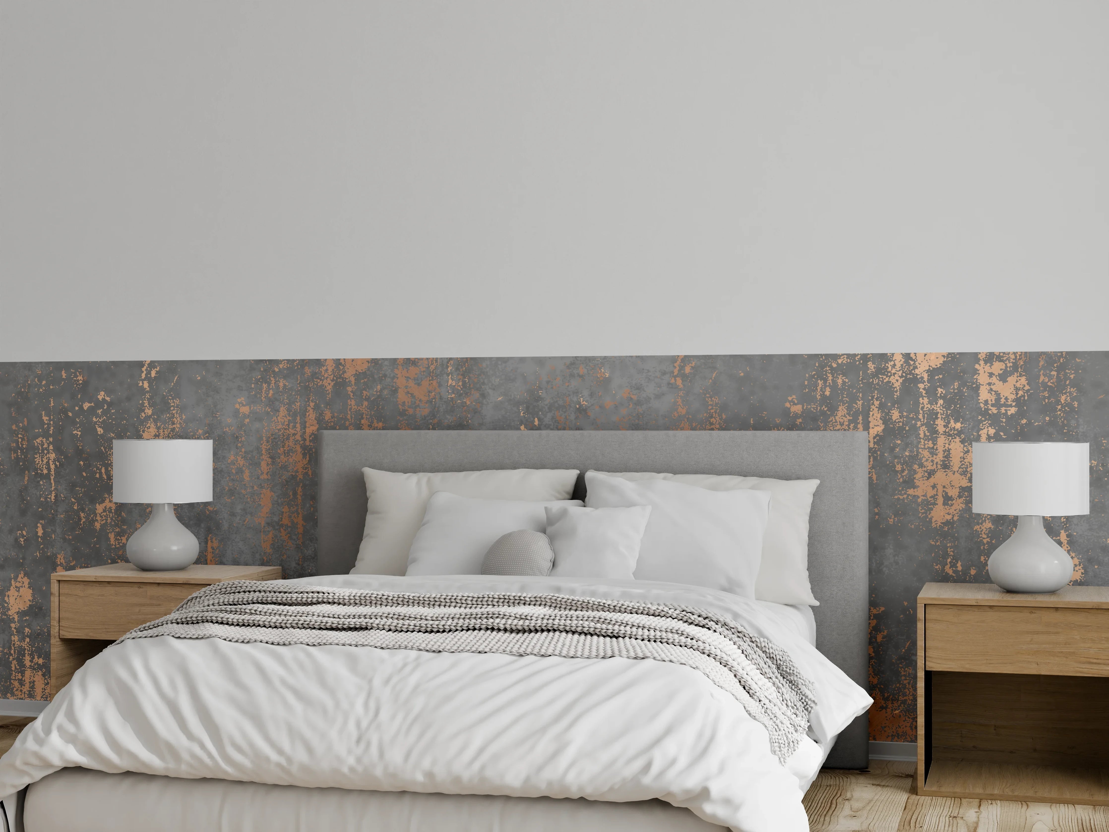 Wandverkleidung Schlafzimmer - Rostoptik Beton-Look Wanddesign Industrial