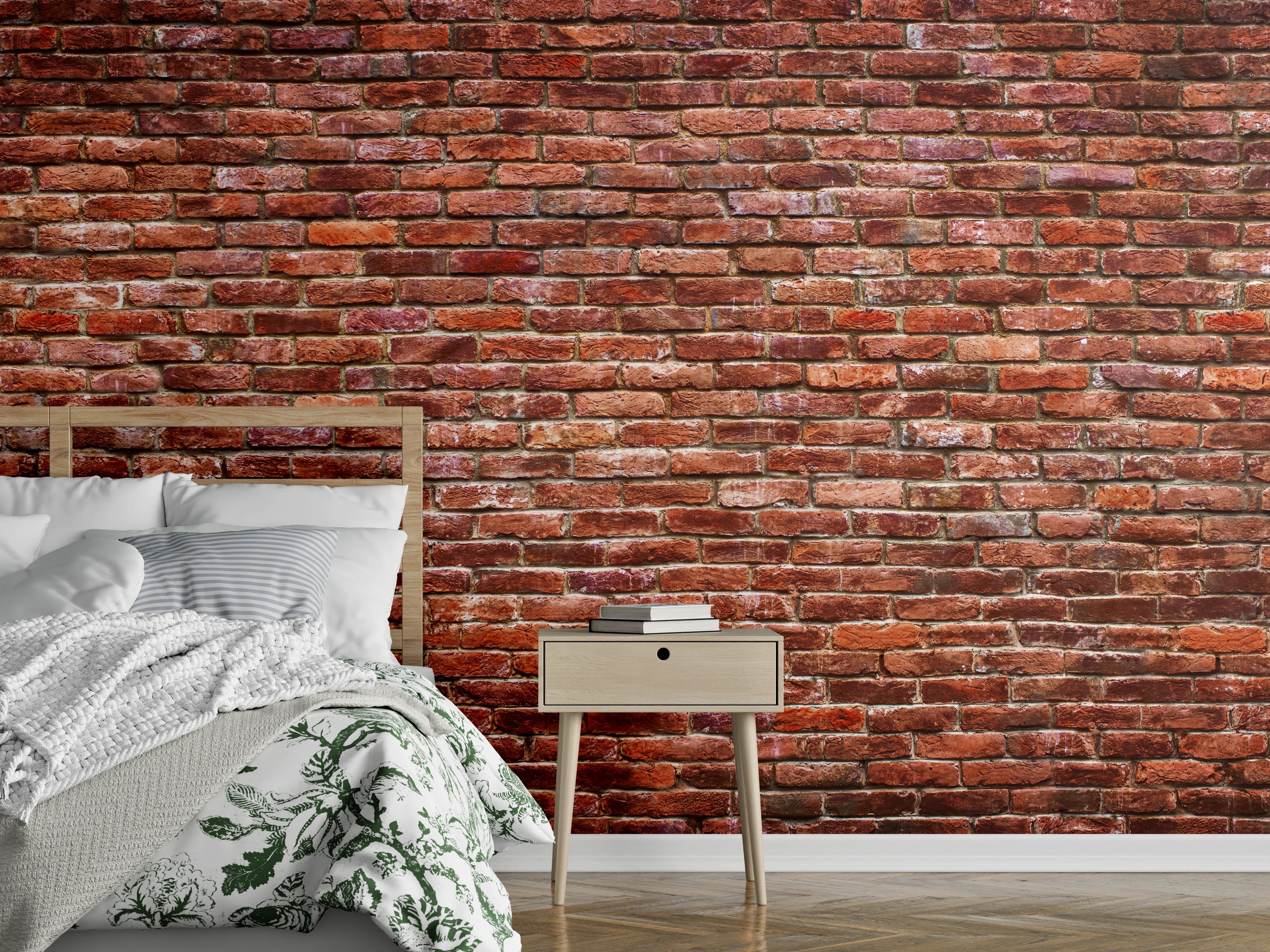 Wandverkleidung Schlafzimmer - Rote Backsteinwand – rustikaler Look
