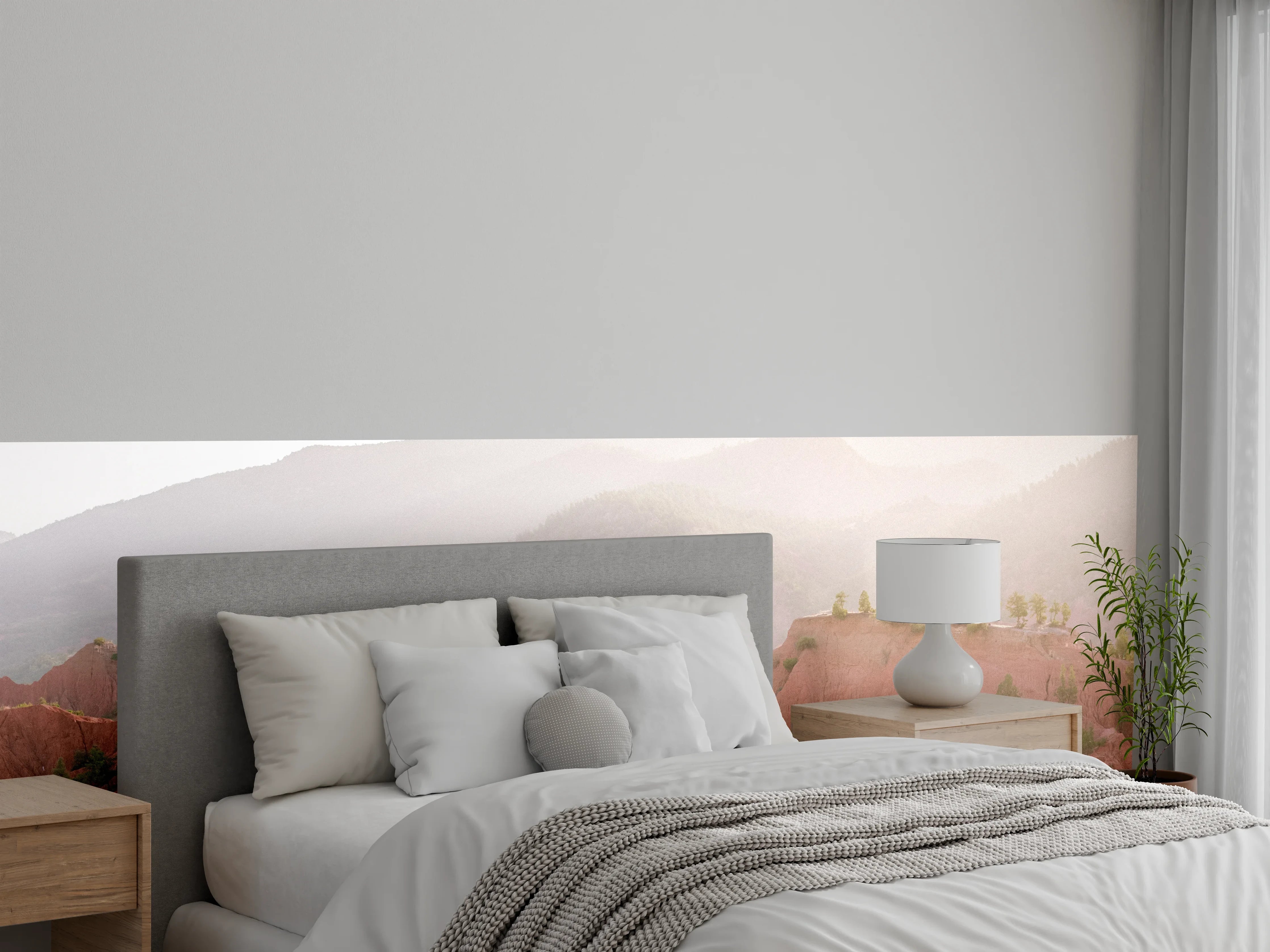 Wandverkleidung Schlafzimmer - Rote Felsen im Sonnenlicht Panorama