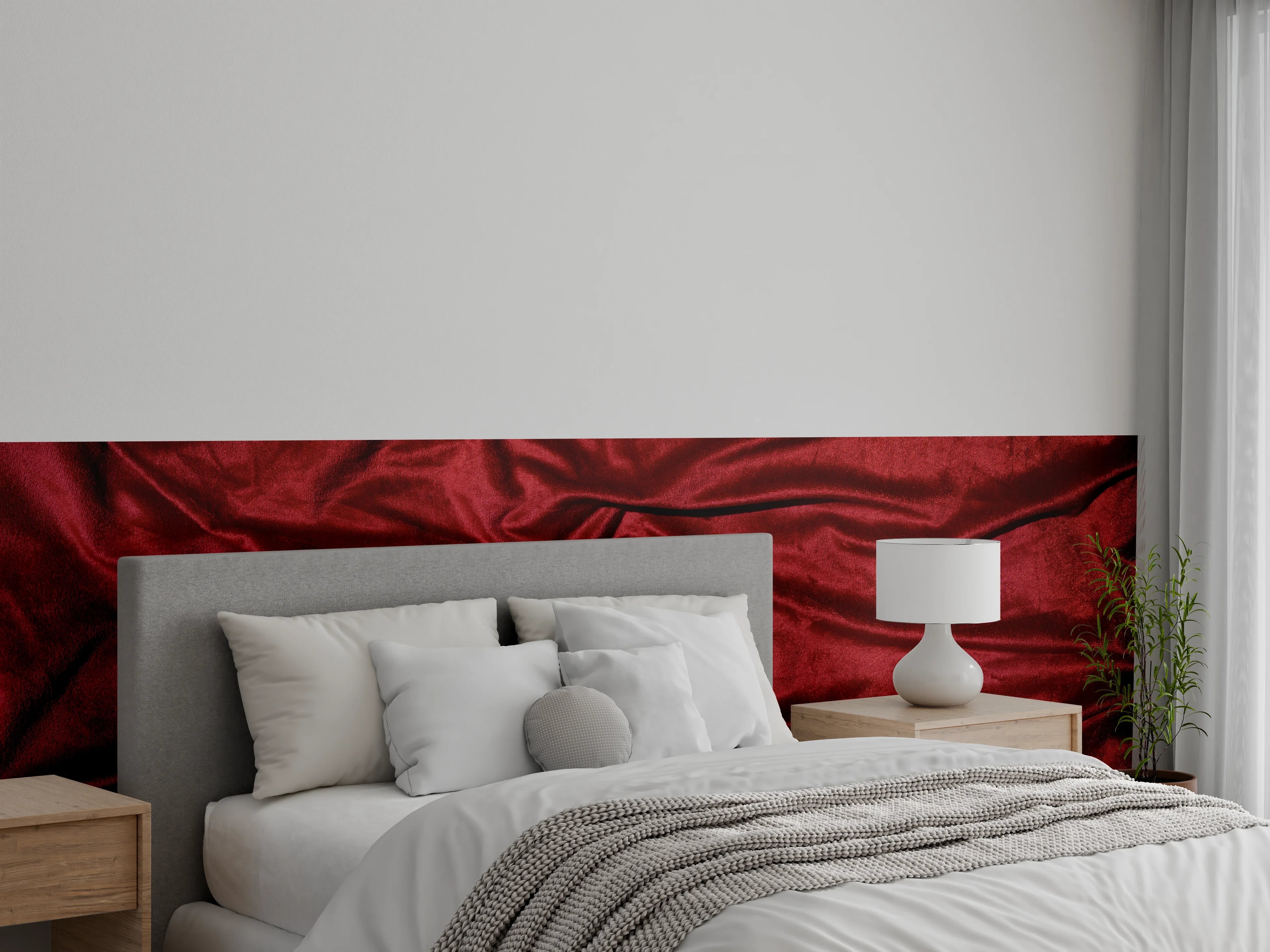 Wandverkleidung Schlafzimmer - Rote Satin Seide