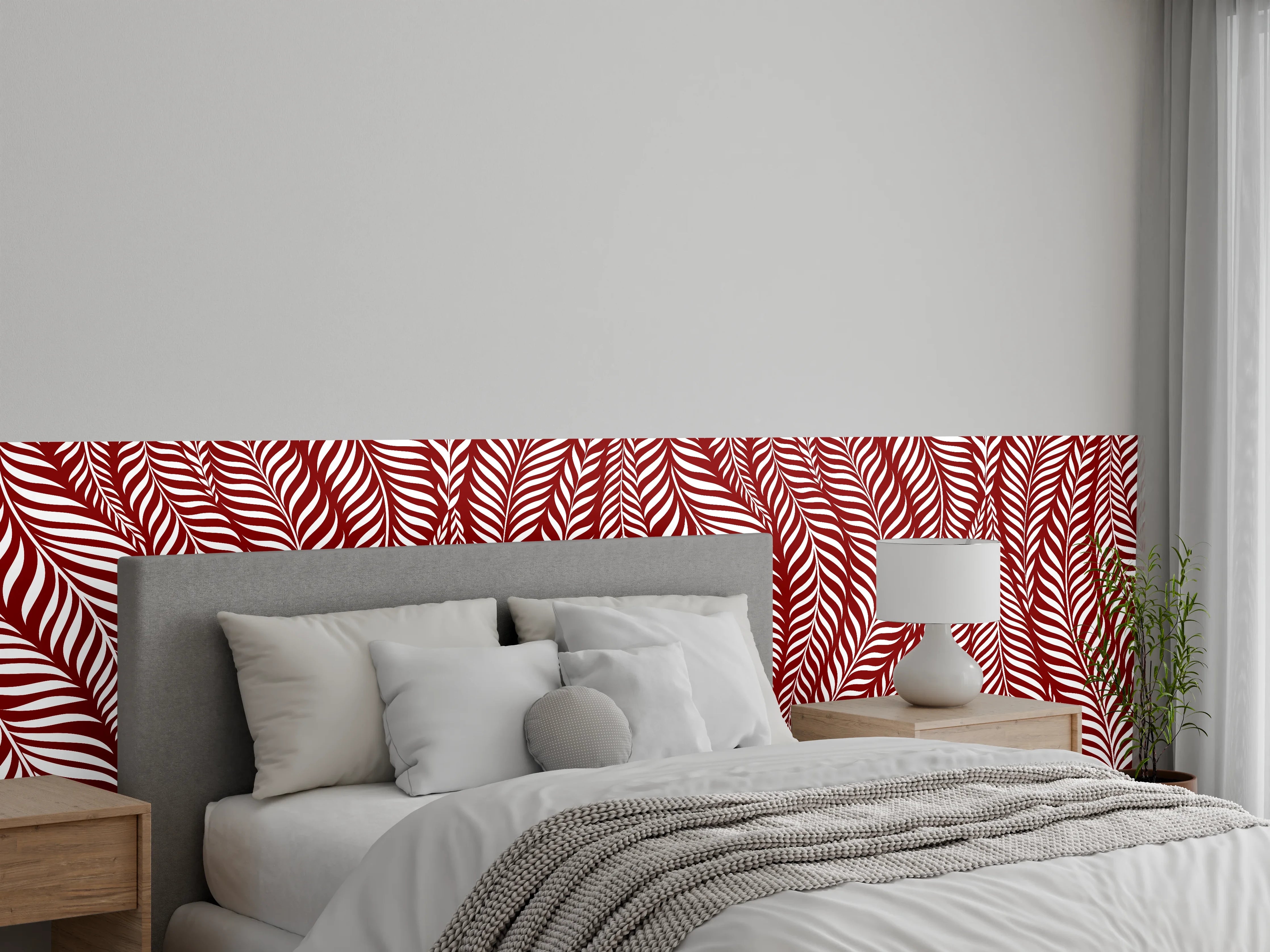 Wandverkleidung Schlafzimmer - Rote und weiße Blätter-Textur