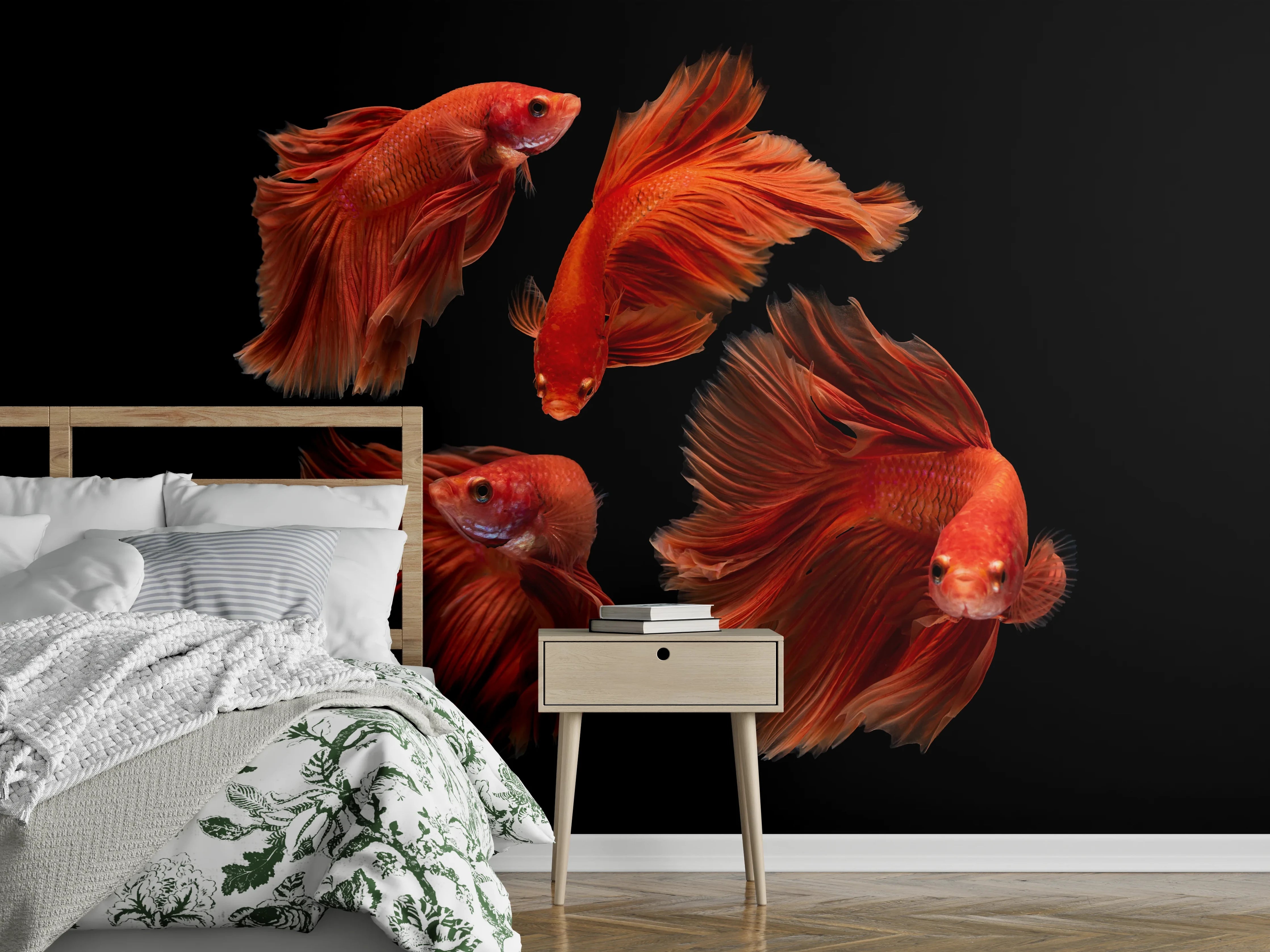 Wandverkleidung Schlafzimmer - Roter Betta Fisch
