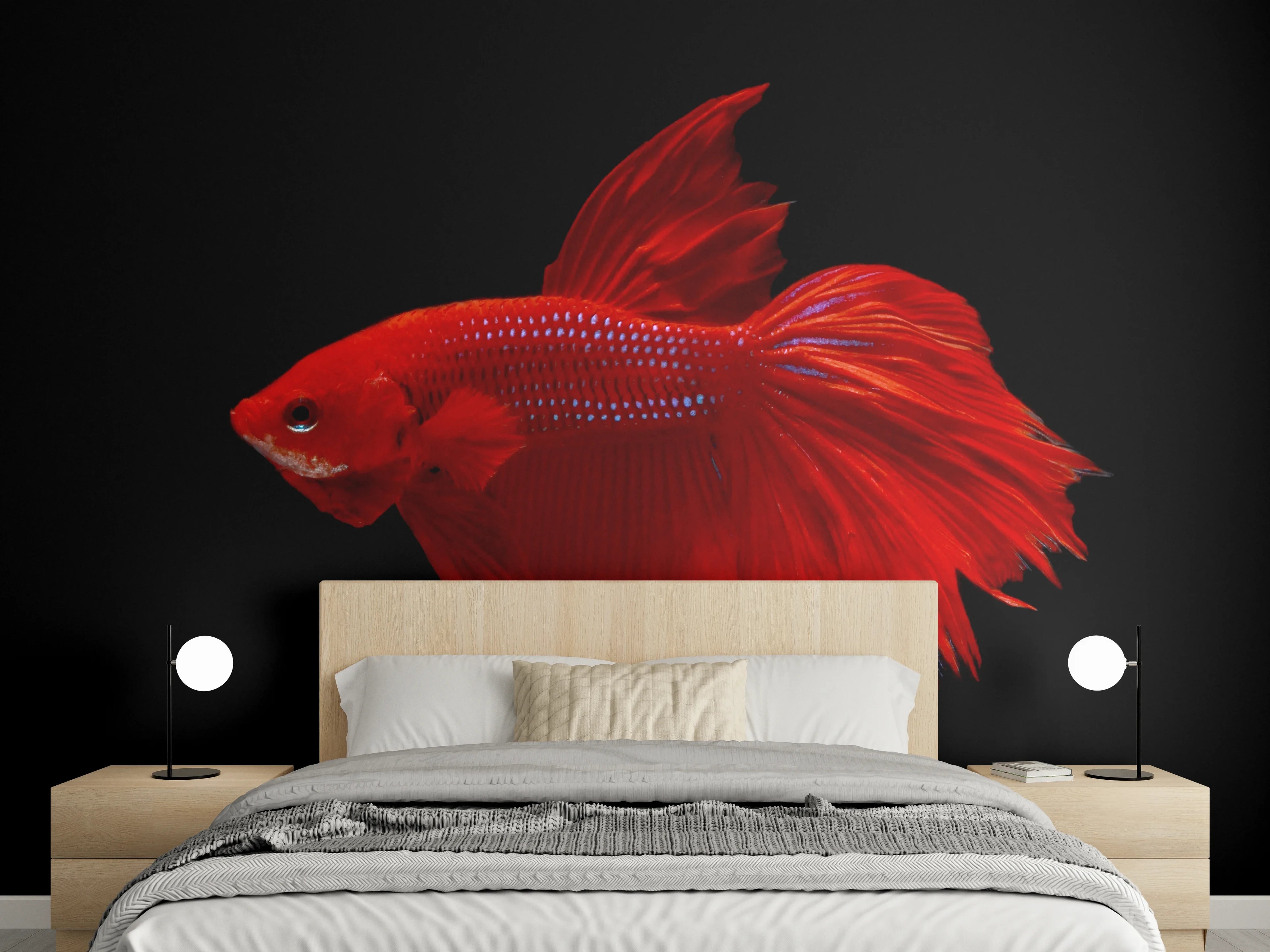 Wandverkleidung Schlafzimmer - Roter Betta-Kampffisch