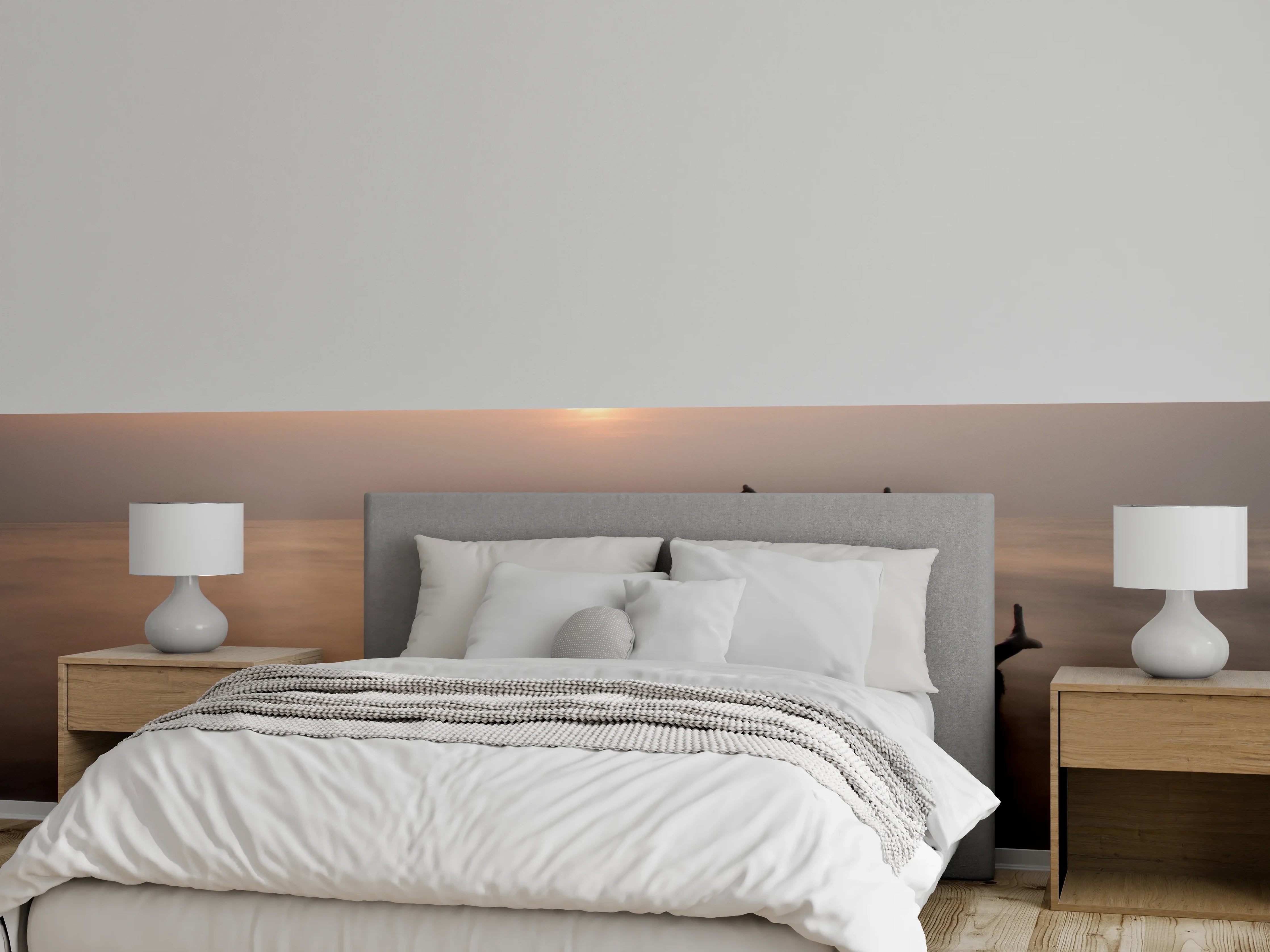 Wandverkleidung Schlafzimmer - Ruhiger Sonnenuntergang am Meer