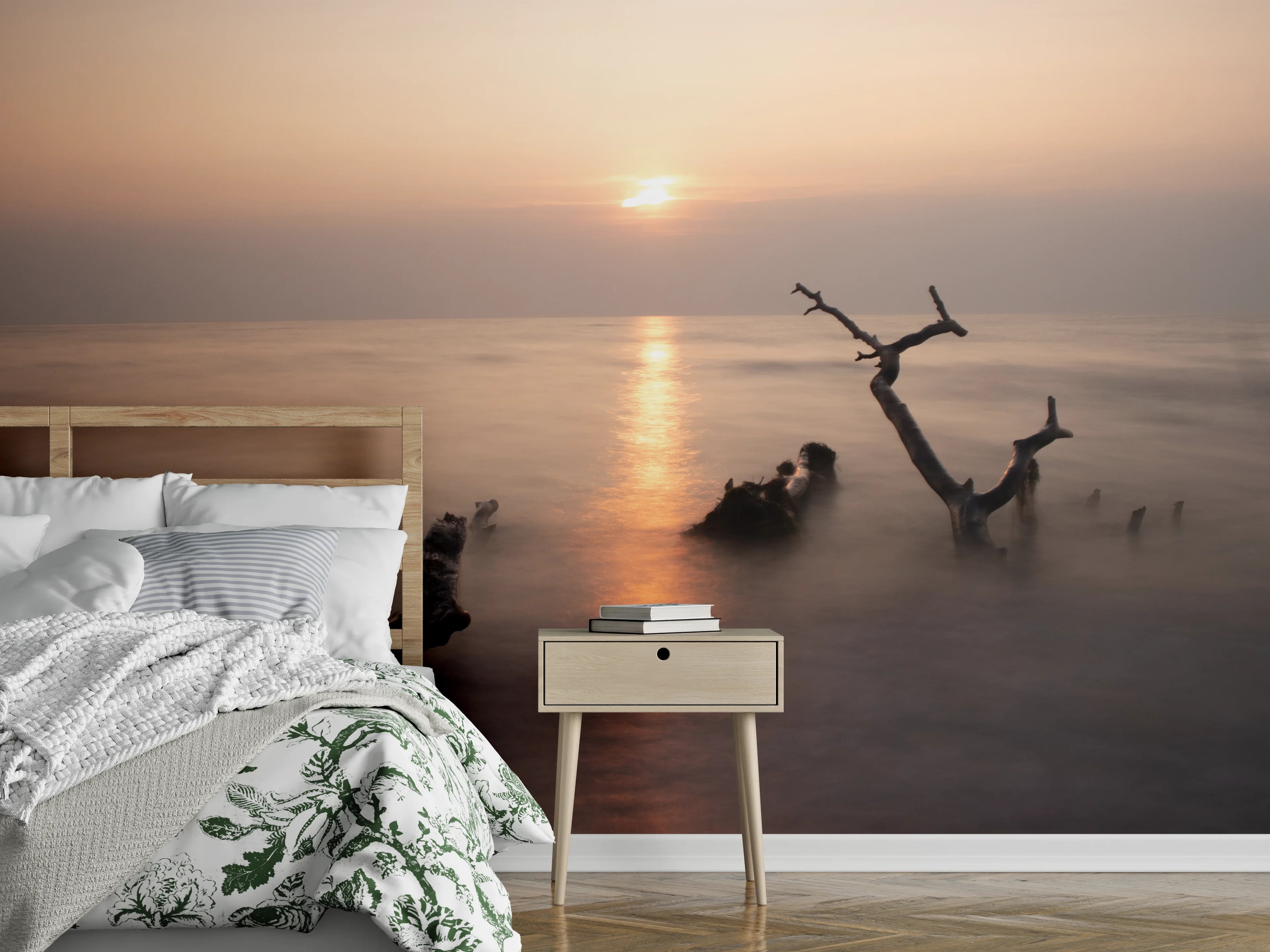 Wandverkleidung Schlafzimmer - Ruhiger Sonnenuntergang am Meer