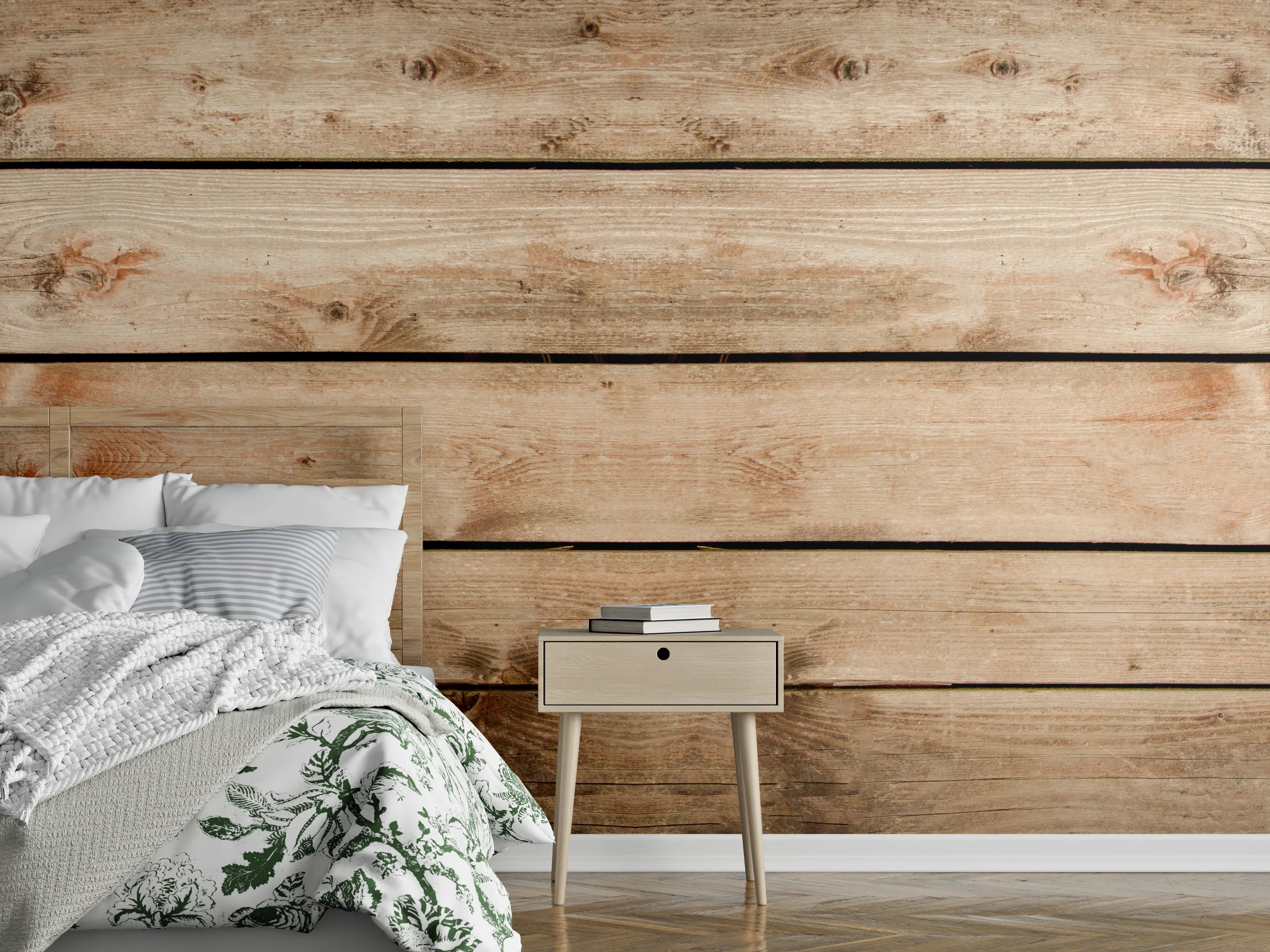 Wandverkleidung Schlafzimmer - Rustikale Braun-Holz-Textur