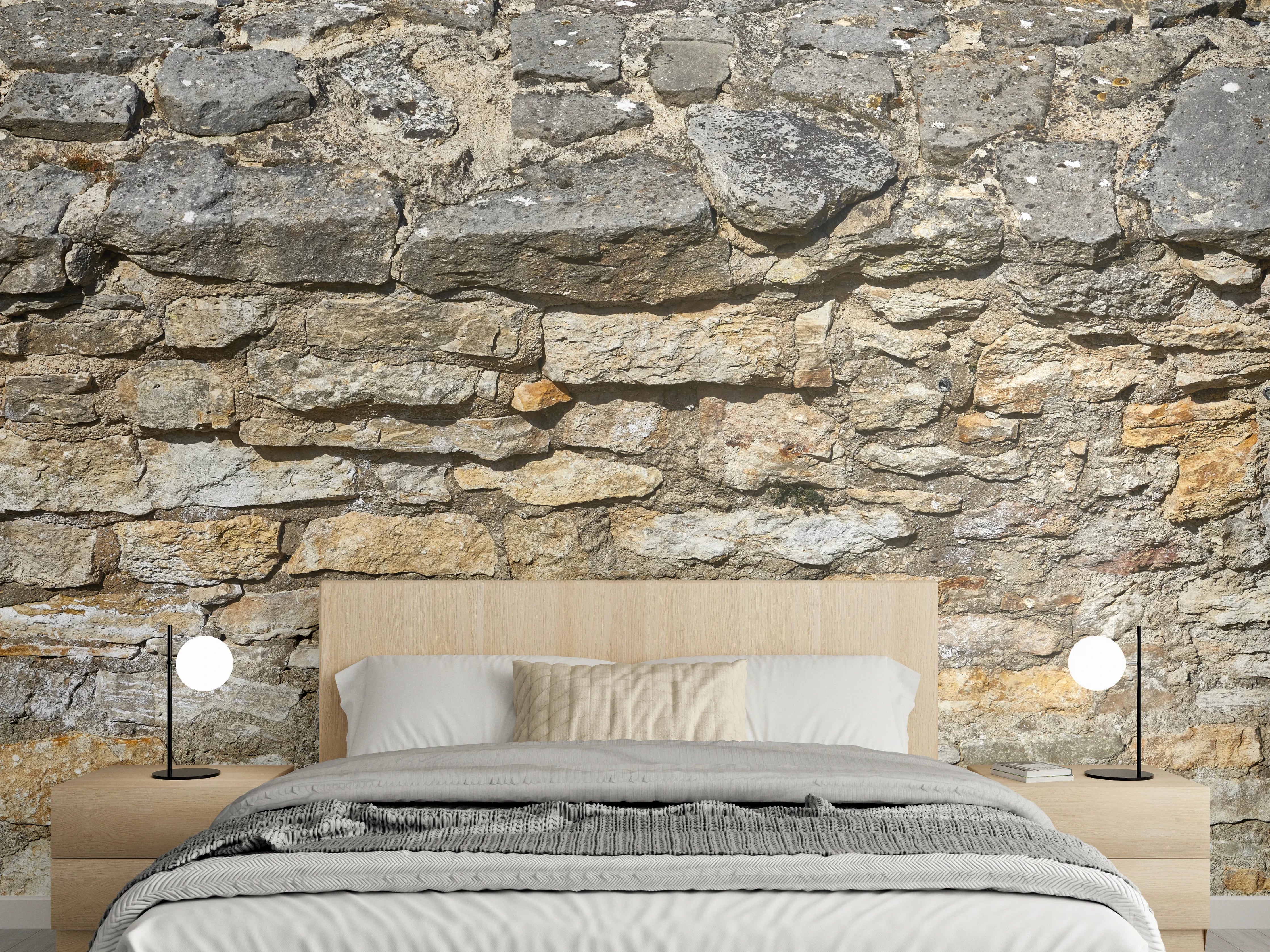 Wandverkleidung Schlafzimmer - Rustikale Burgmauer