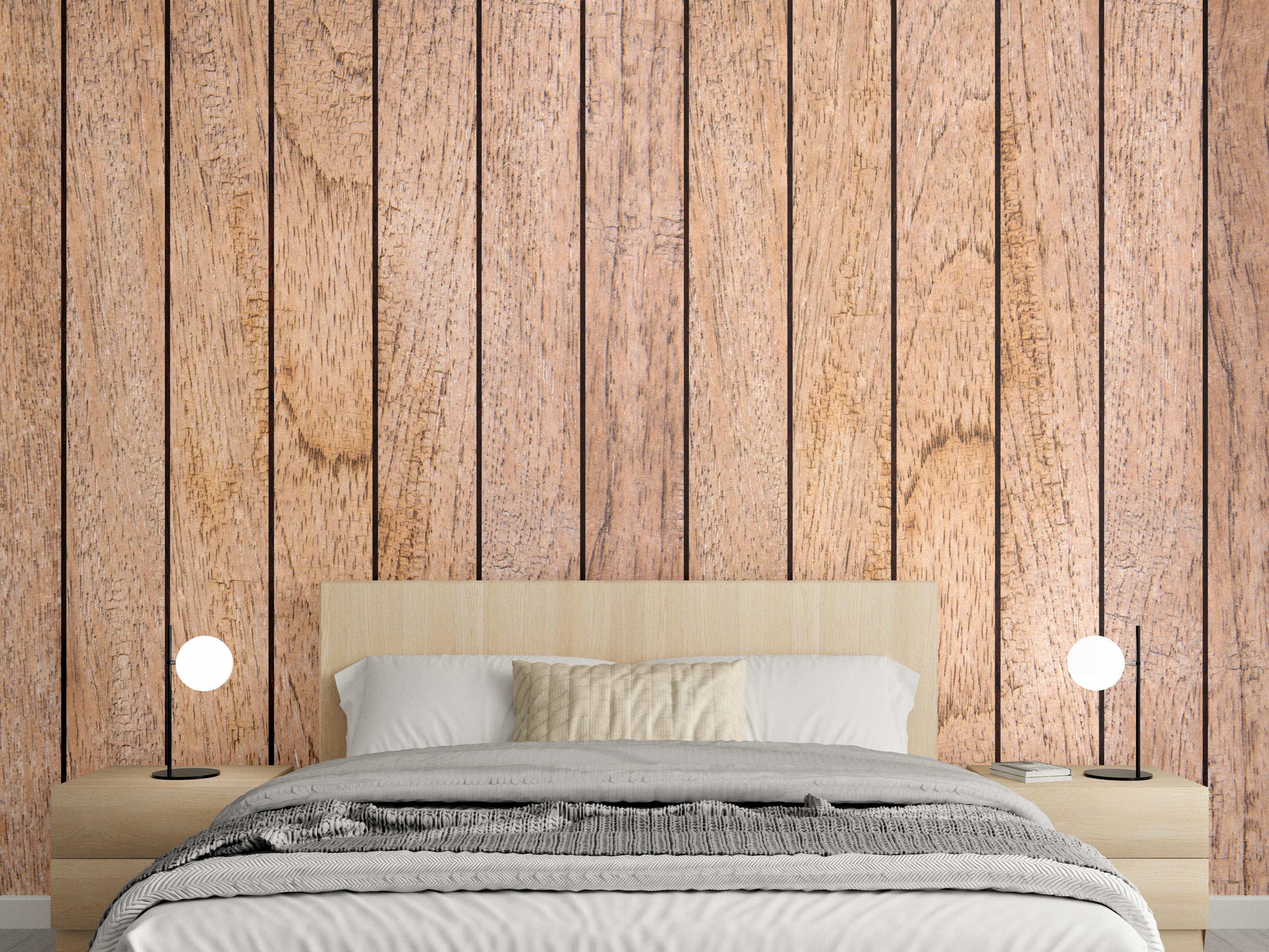Wandverkleidung Schlafzimmer - Rustikale Holzlatten-Optik für Wandgestaltung
