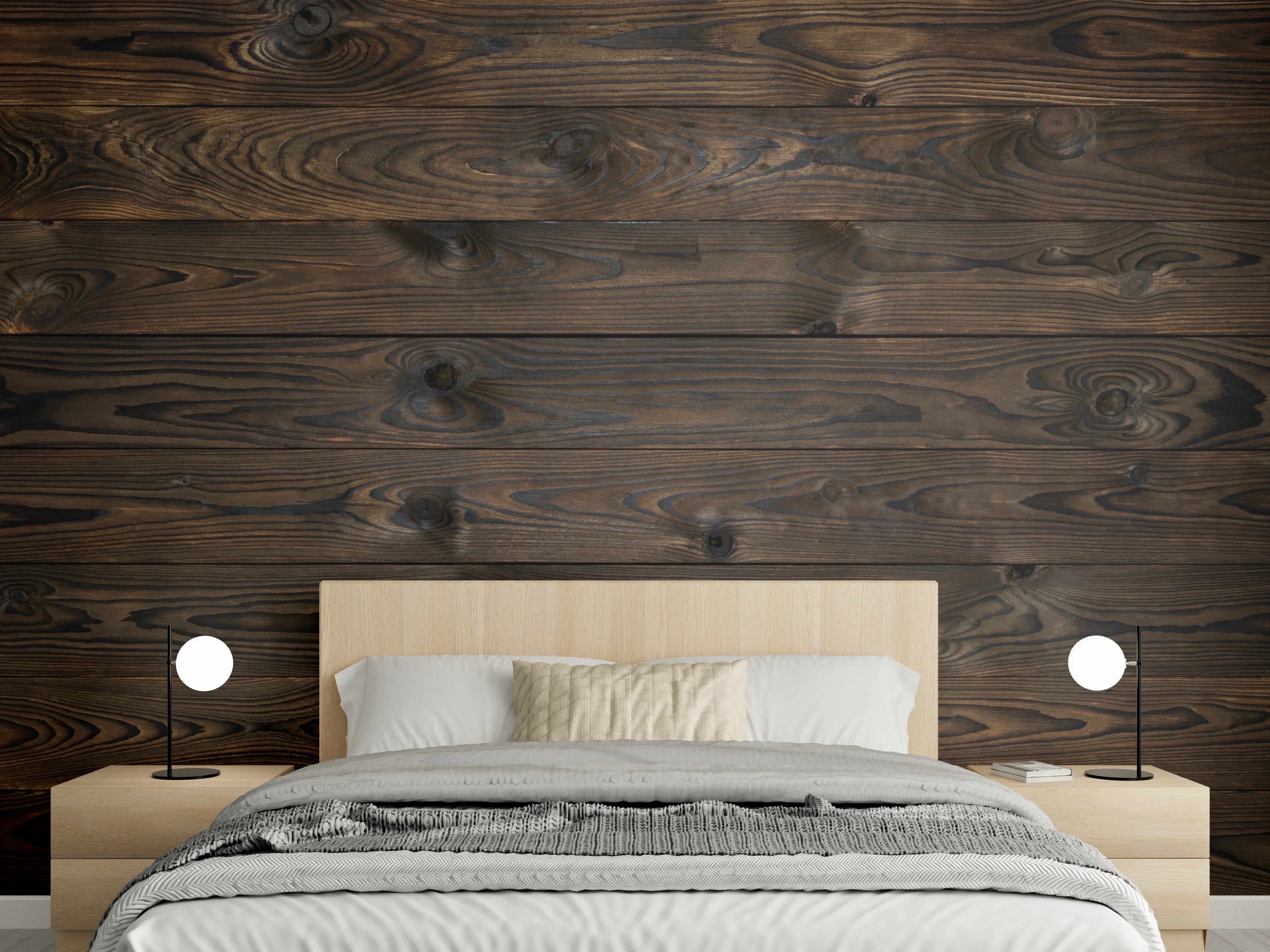 Wandverkleidung Schlafzimmer - Rustikale Holzoptik Wanddeko Braun