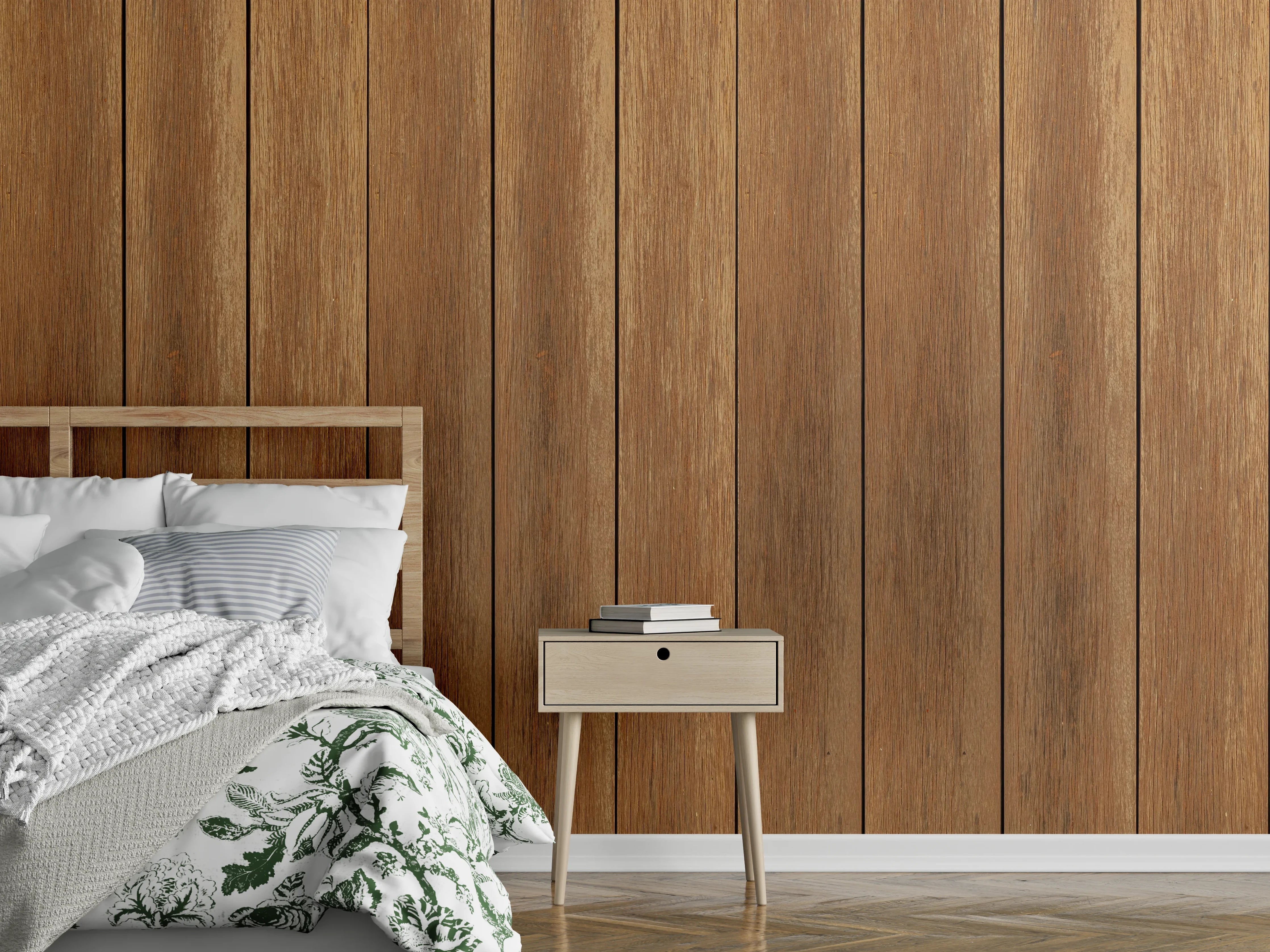 Wandverkleidung Schlafzimmer - Rustikale Holzoptik Wandpaneel Braun