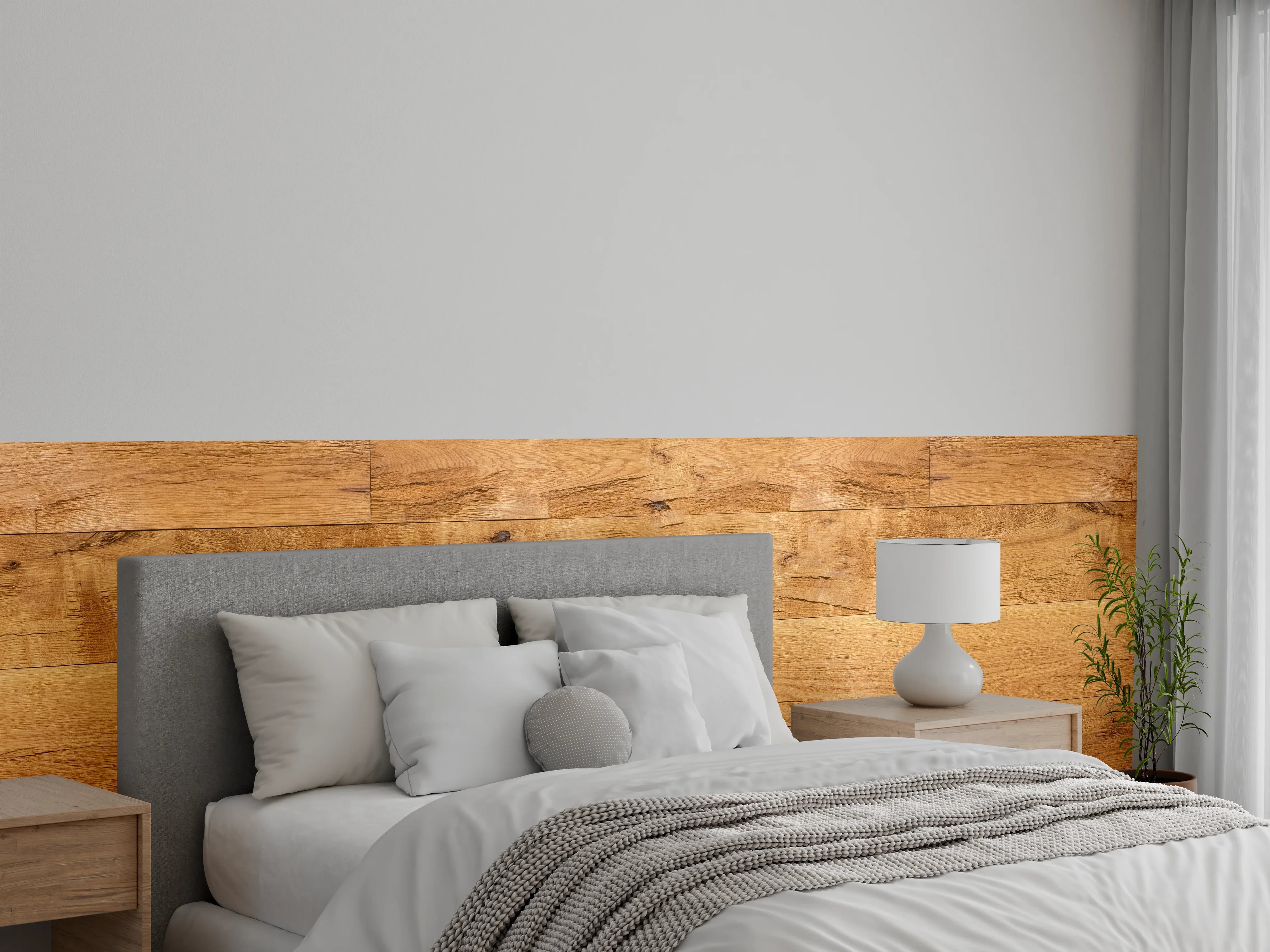 Wandverkleidung Schlafzimmer - Rustikale Holzplatte