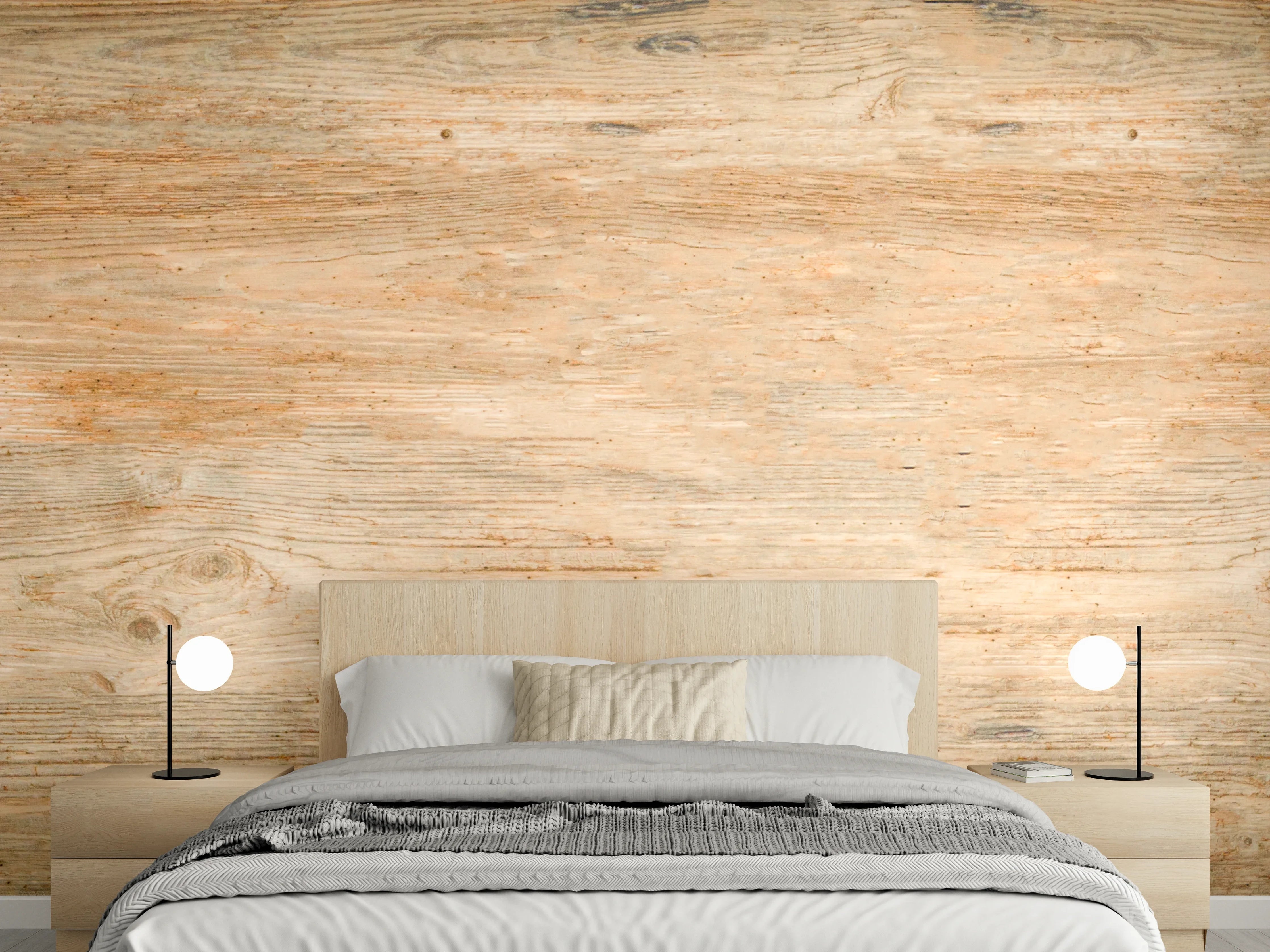 Wandverkleidung Schlafzimmer - Rustikale Holztextur Panorama