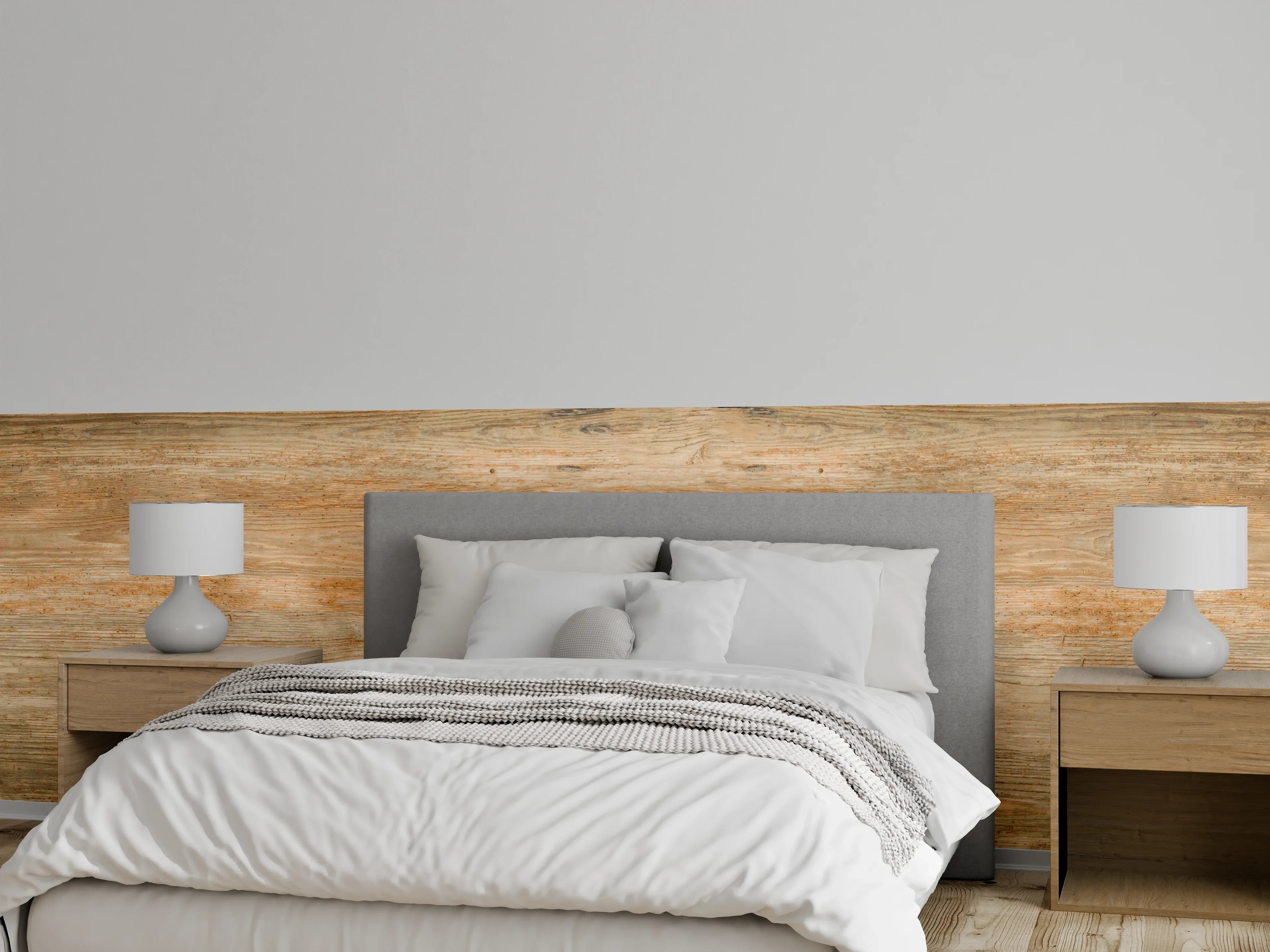 Wandverkleidung Schlafzimmer - Rustikale Holztextur Panorama