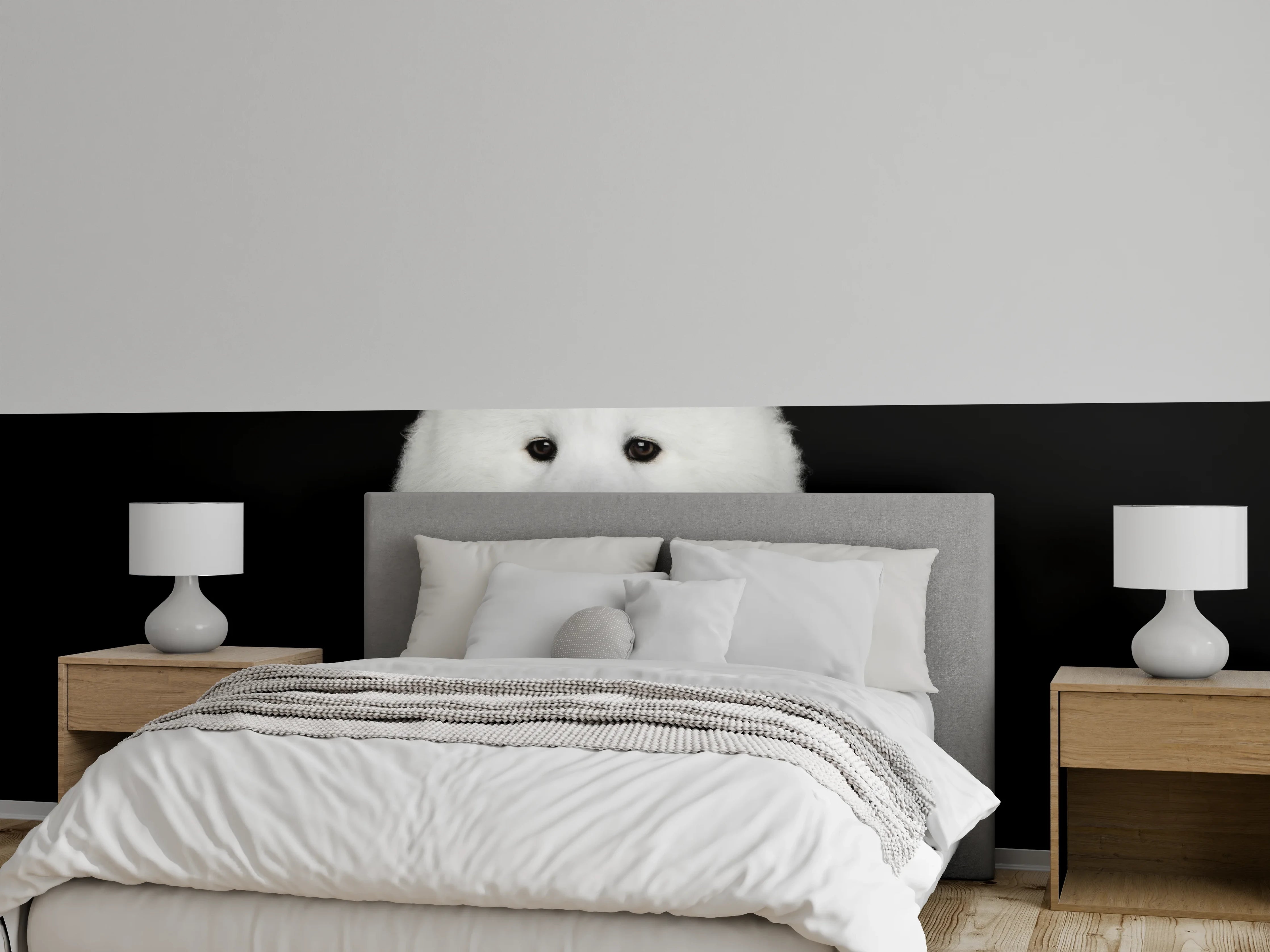 Wandverkleidung Schlafzimmer - Samojeden Hund