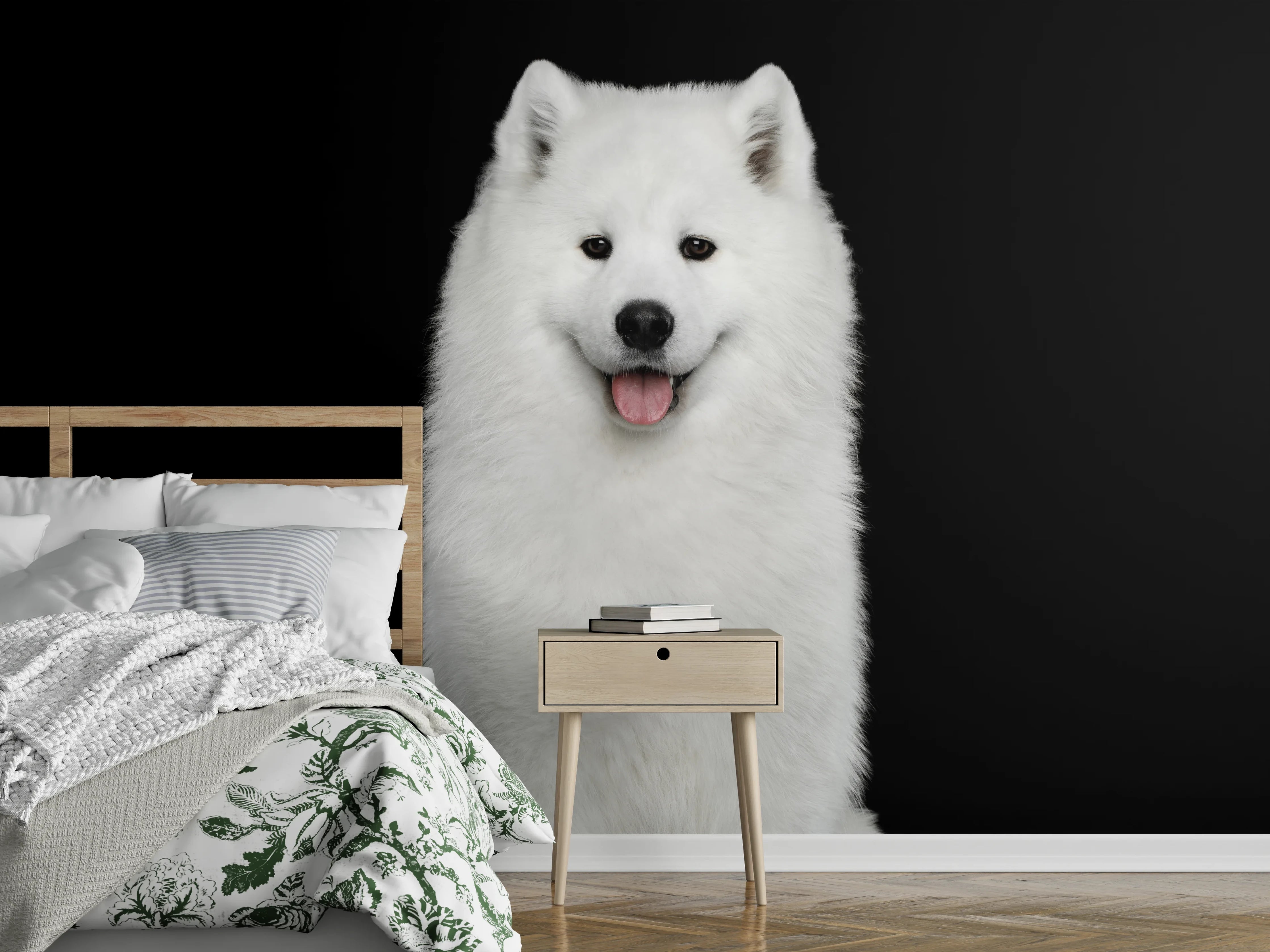 Wandverkleidung Schlafzimmer - Samojeden Hund