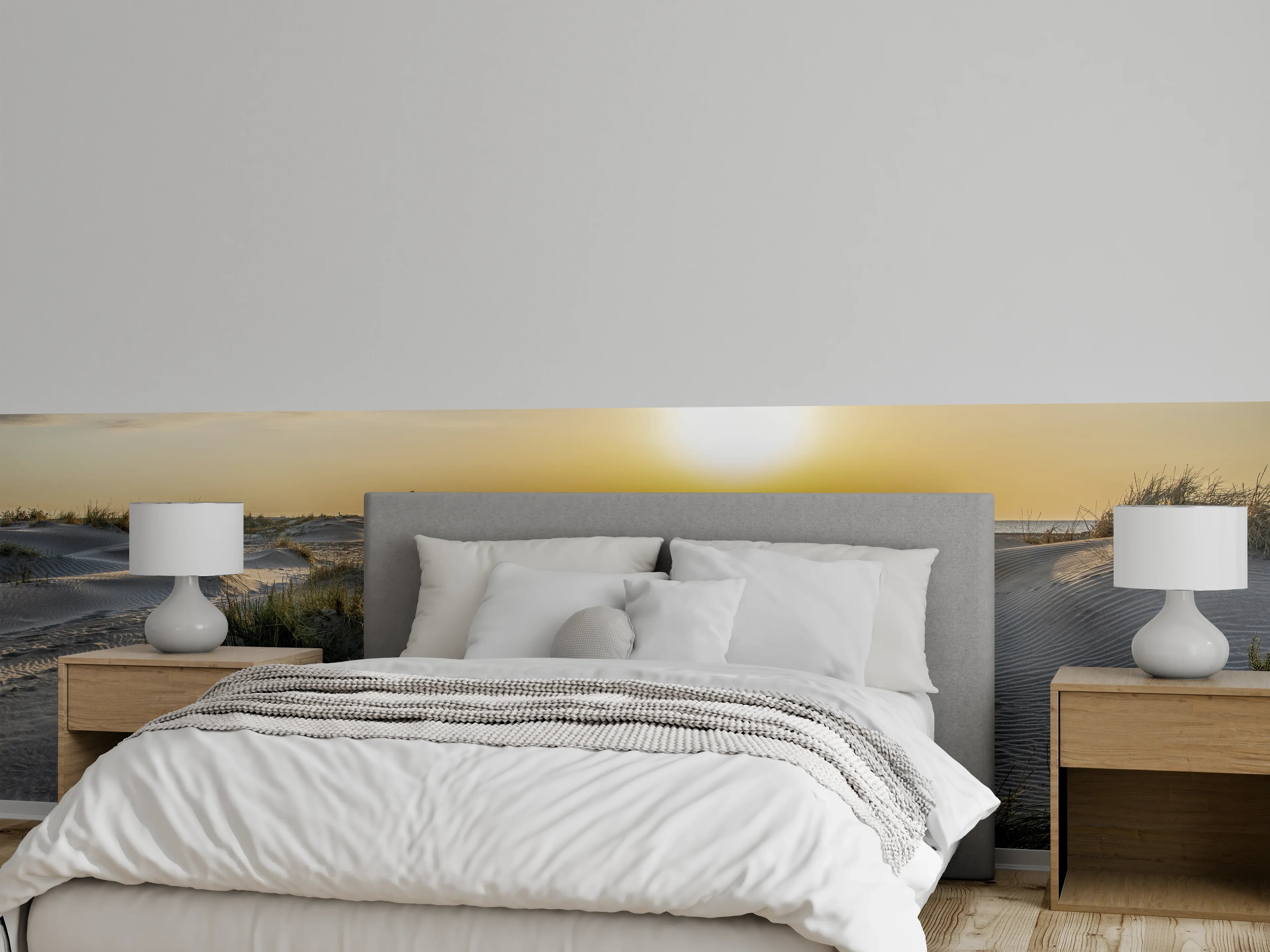 Wandverkleidung Schlafzimmer - Sanddünen Sonnenuntergang Küste