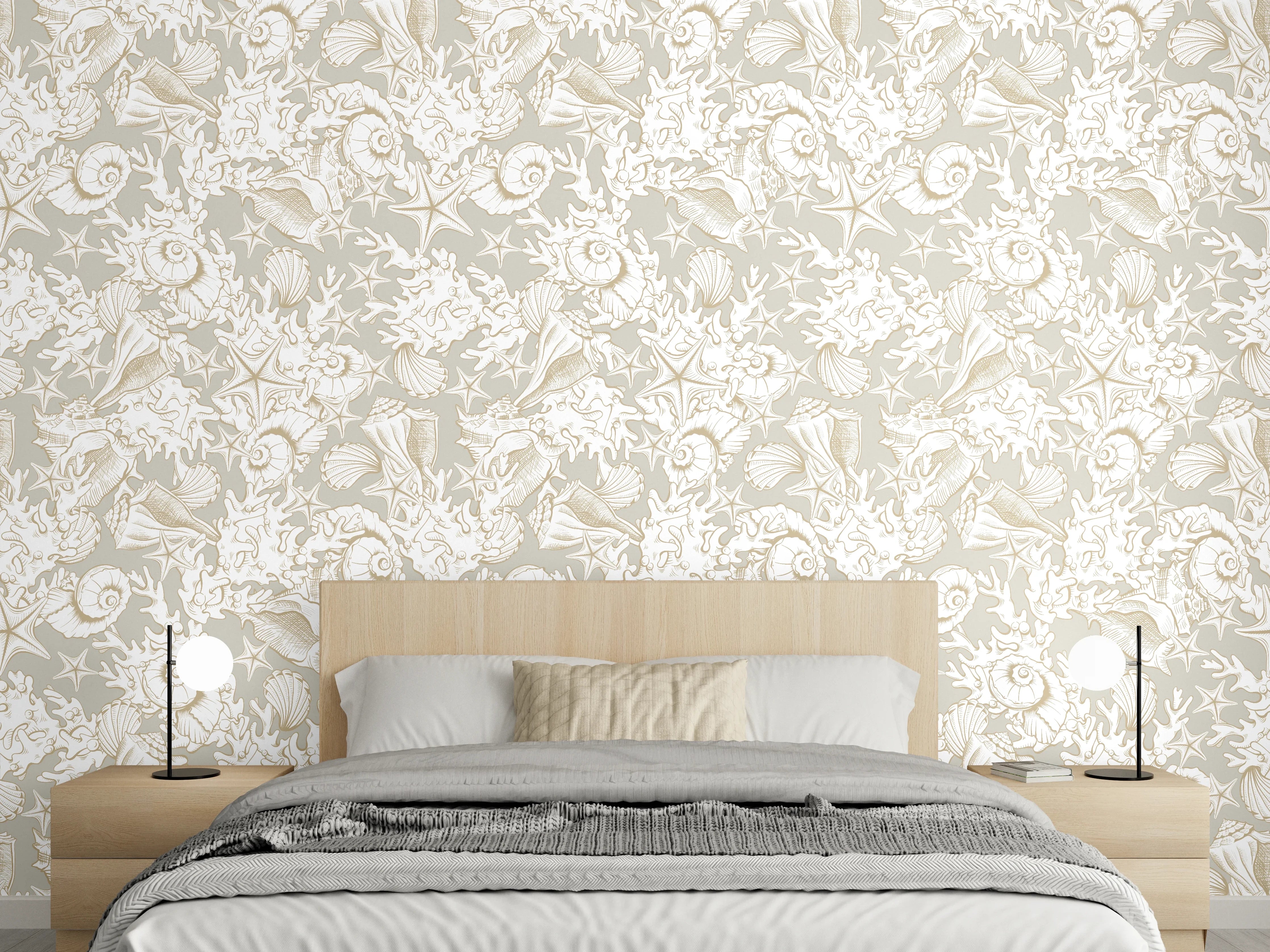 Wandverkleidung Schlafzimmer - Sandiges Muschel-Muster Beige
