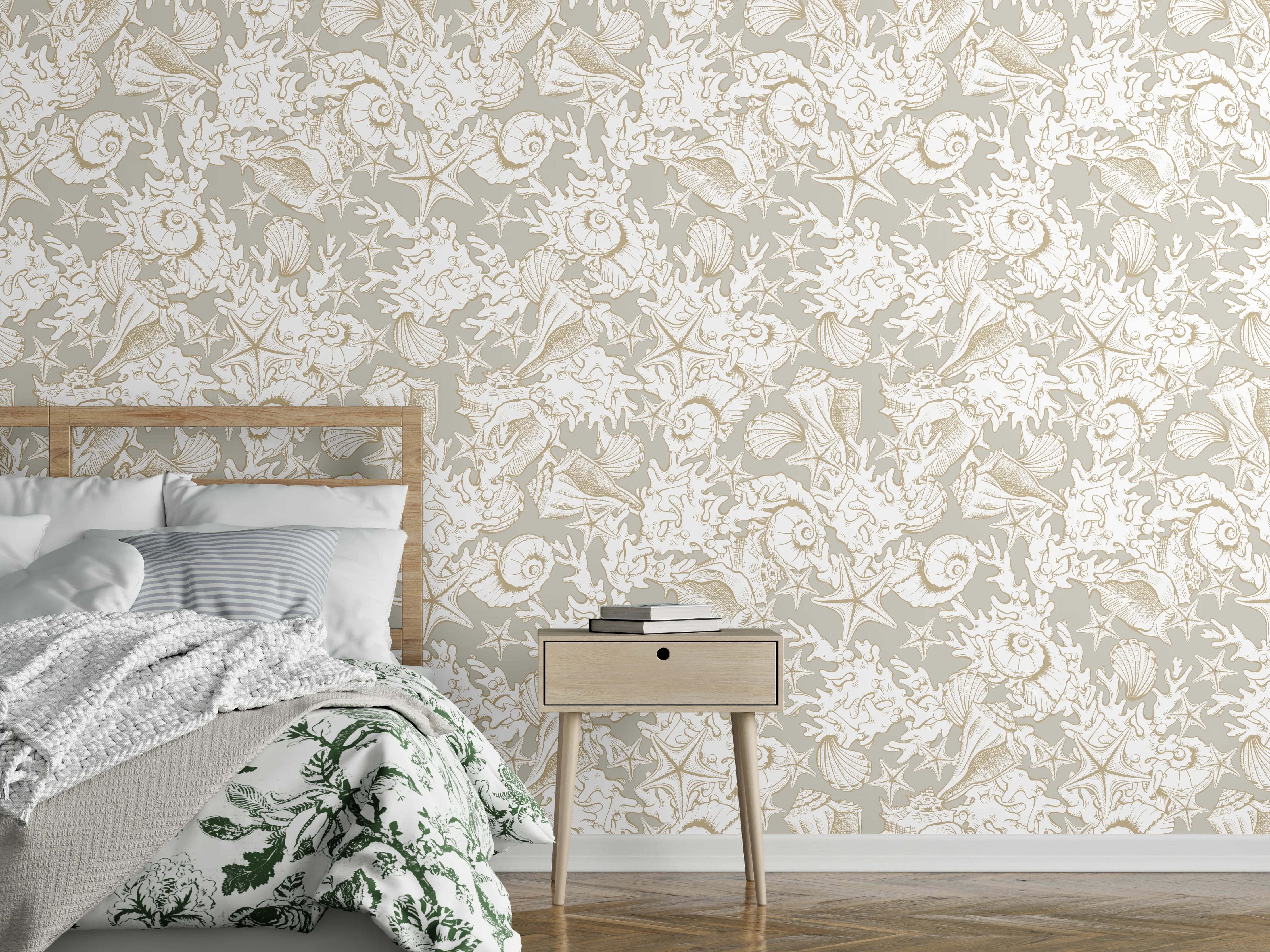 Wandverkleidung Schlafzimmer - Sandiges Muschel-Muster Beige