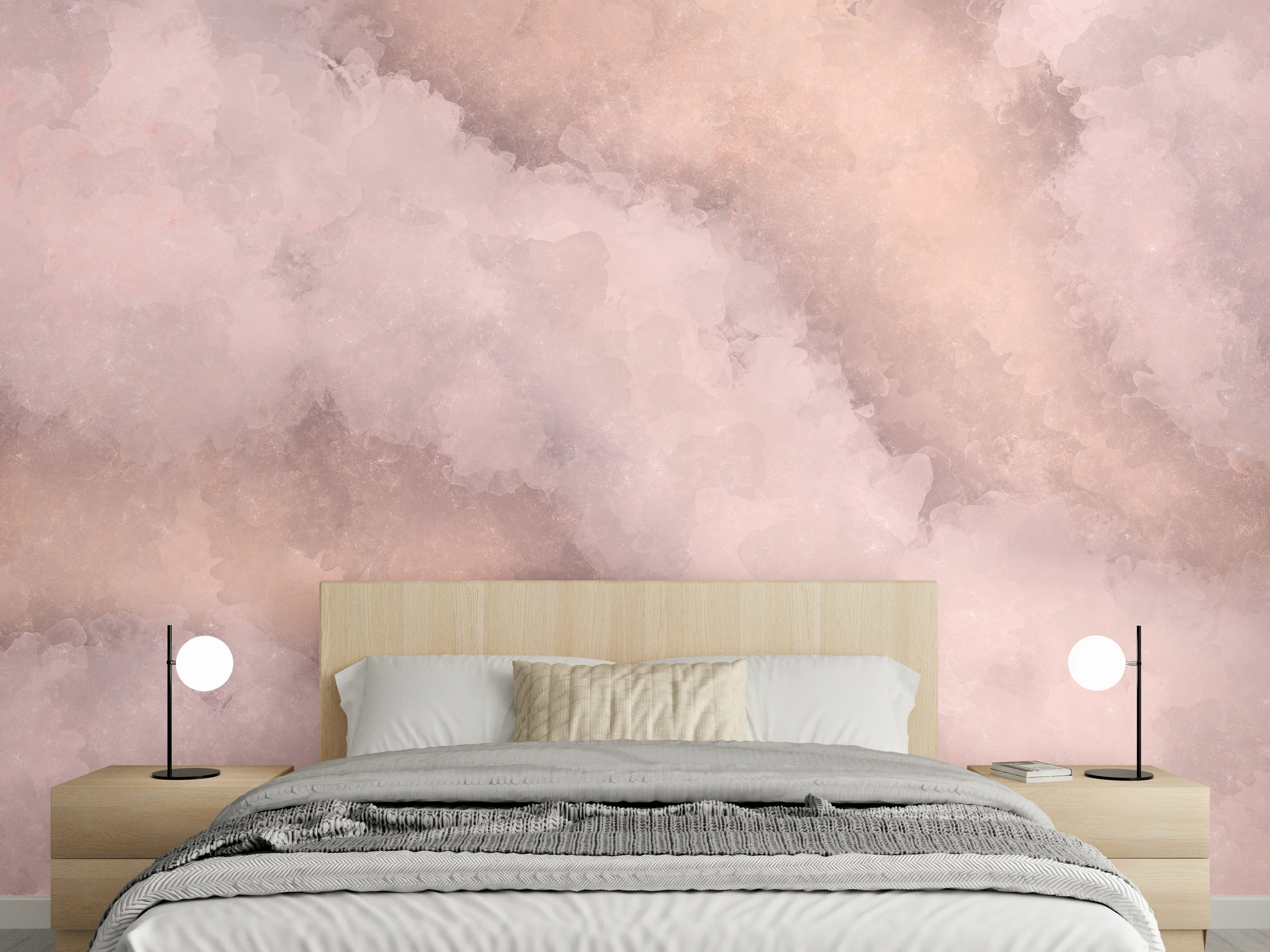 Wandverkleidung Schlafzimmer - Sanft-rosa Wolkenmarmorstruktur für Wände