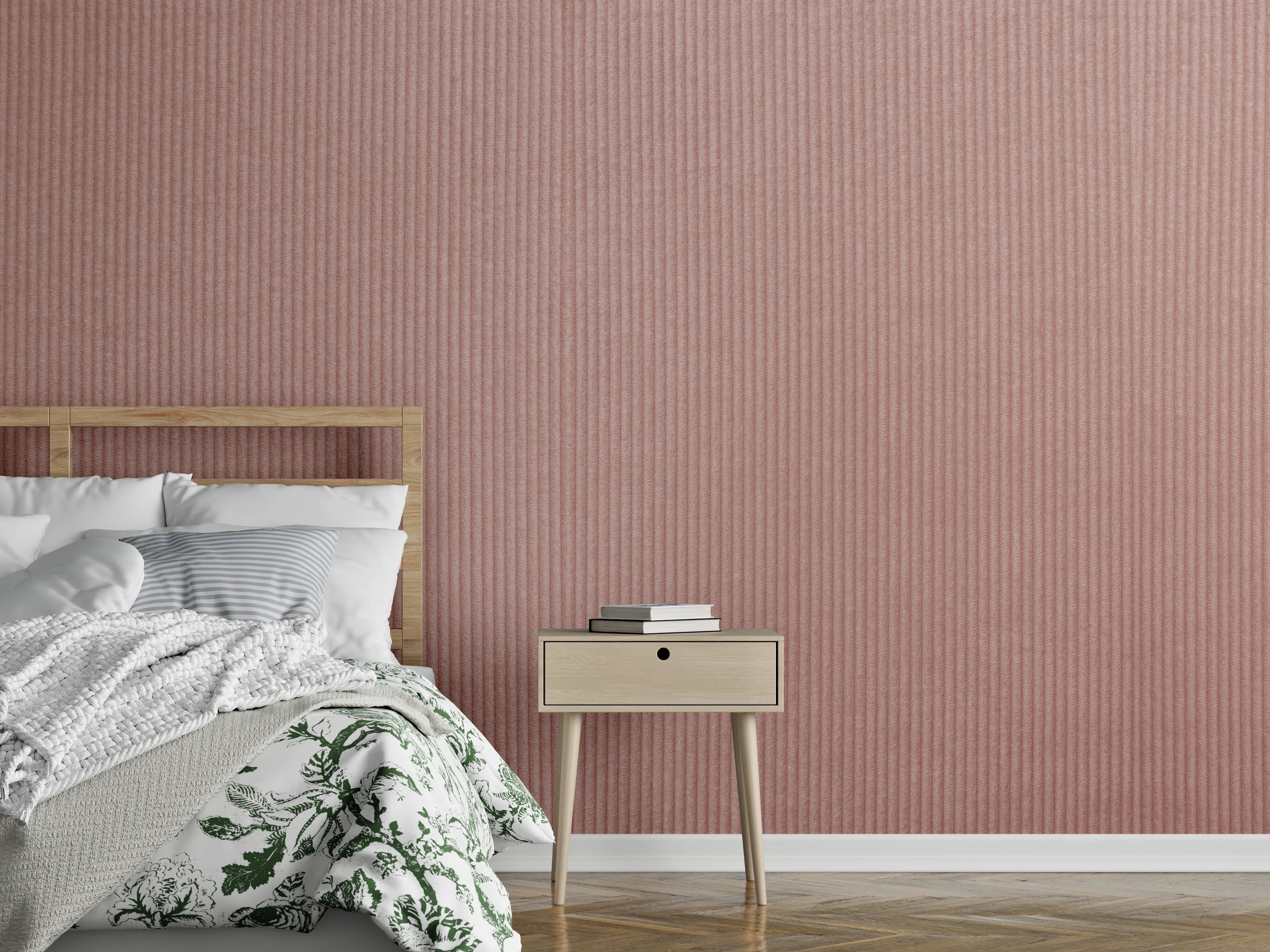 Wandverkleidung Schlafzimmer - Sanft strukturierter Uni-Rosé Hintergrund