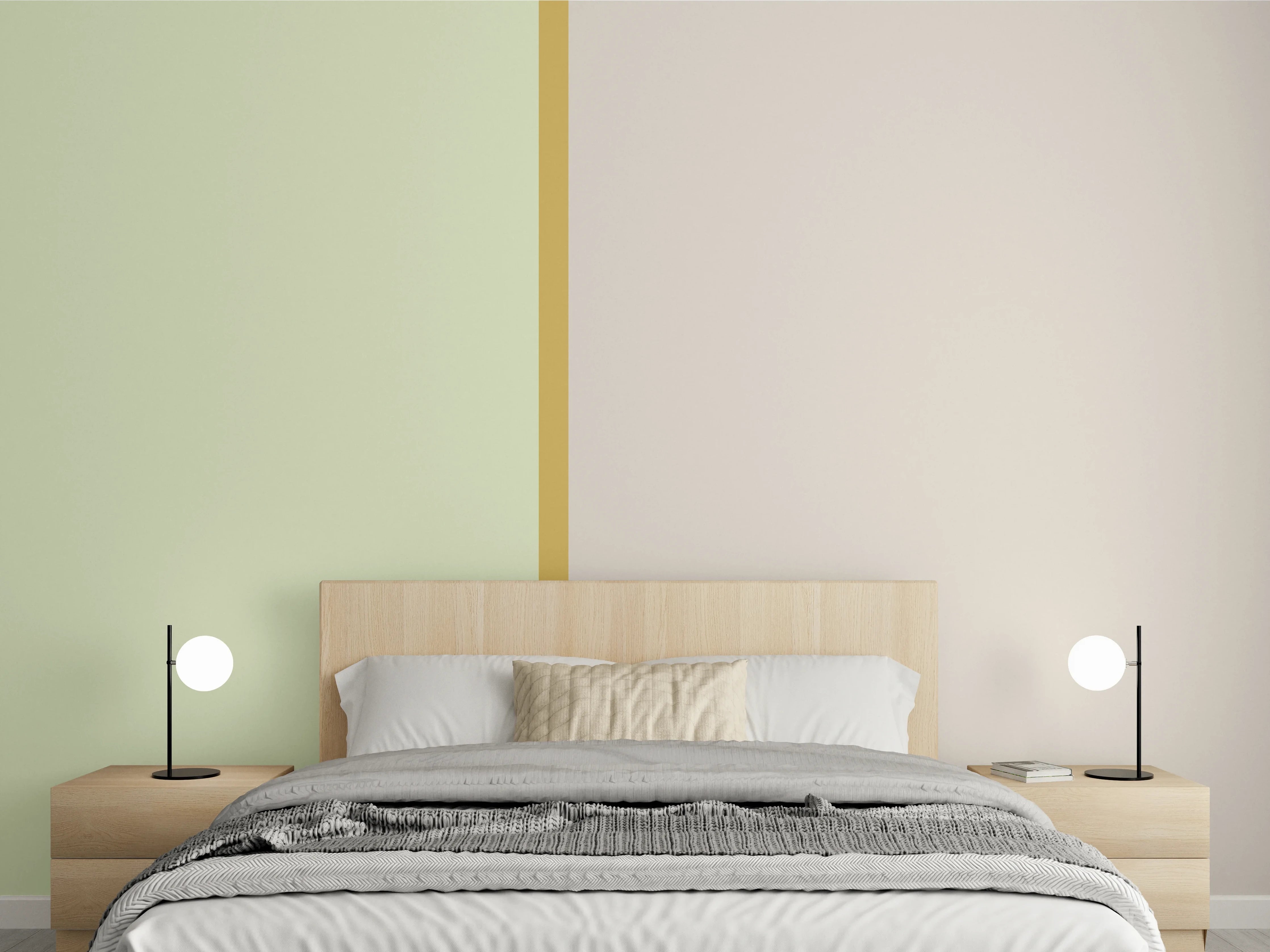 Wandverkleidung Schlafzimmer - Sanfte Beige- und Grüntöne