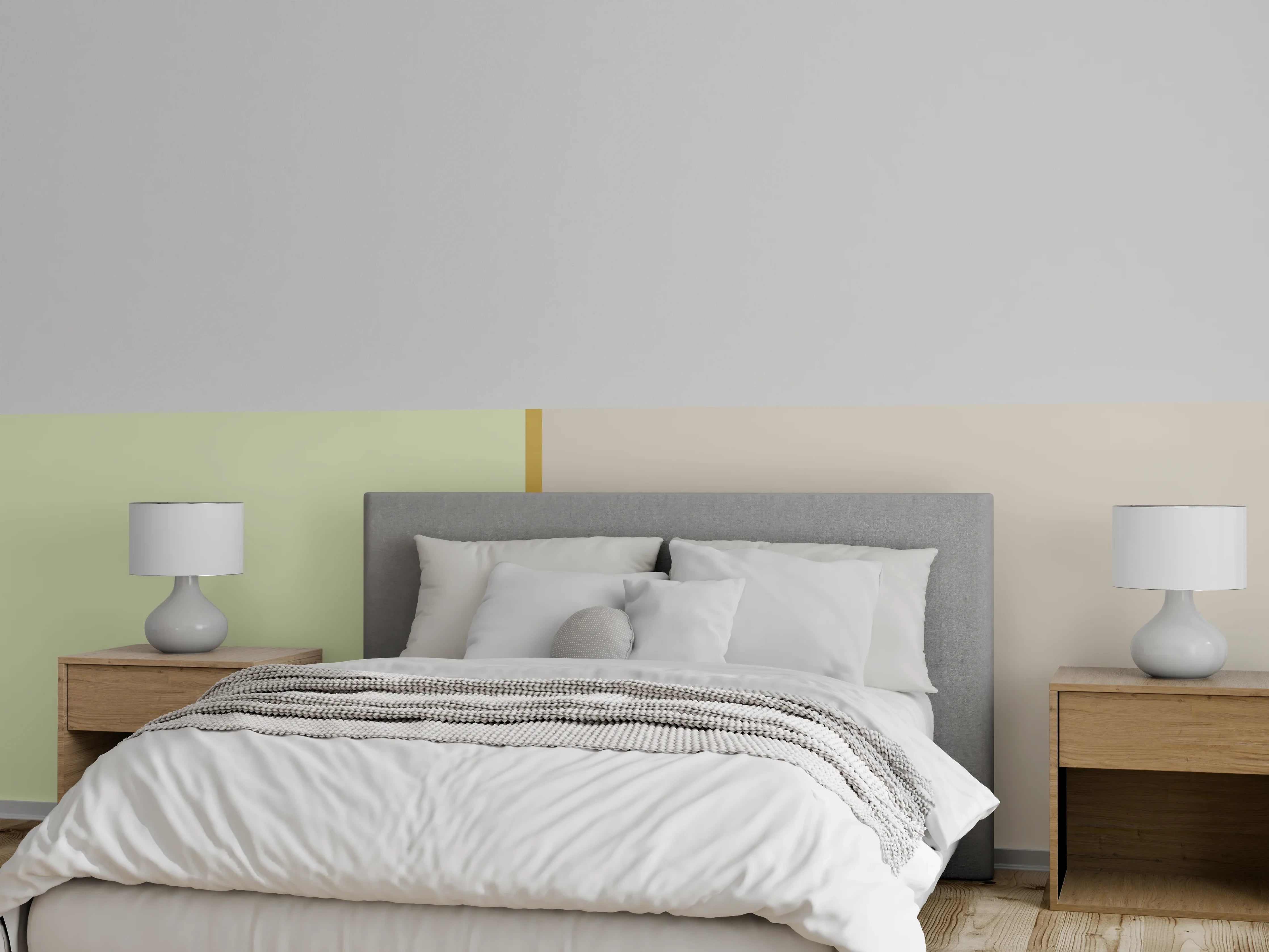 Wandverkleidung Schlafzimmer - Sanfte Beige- und Grüntöne