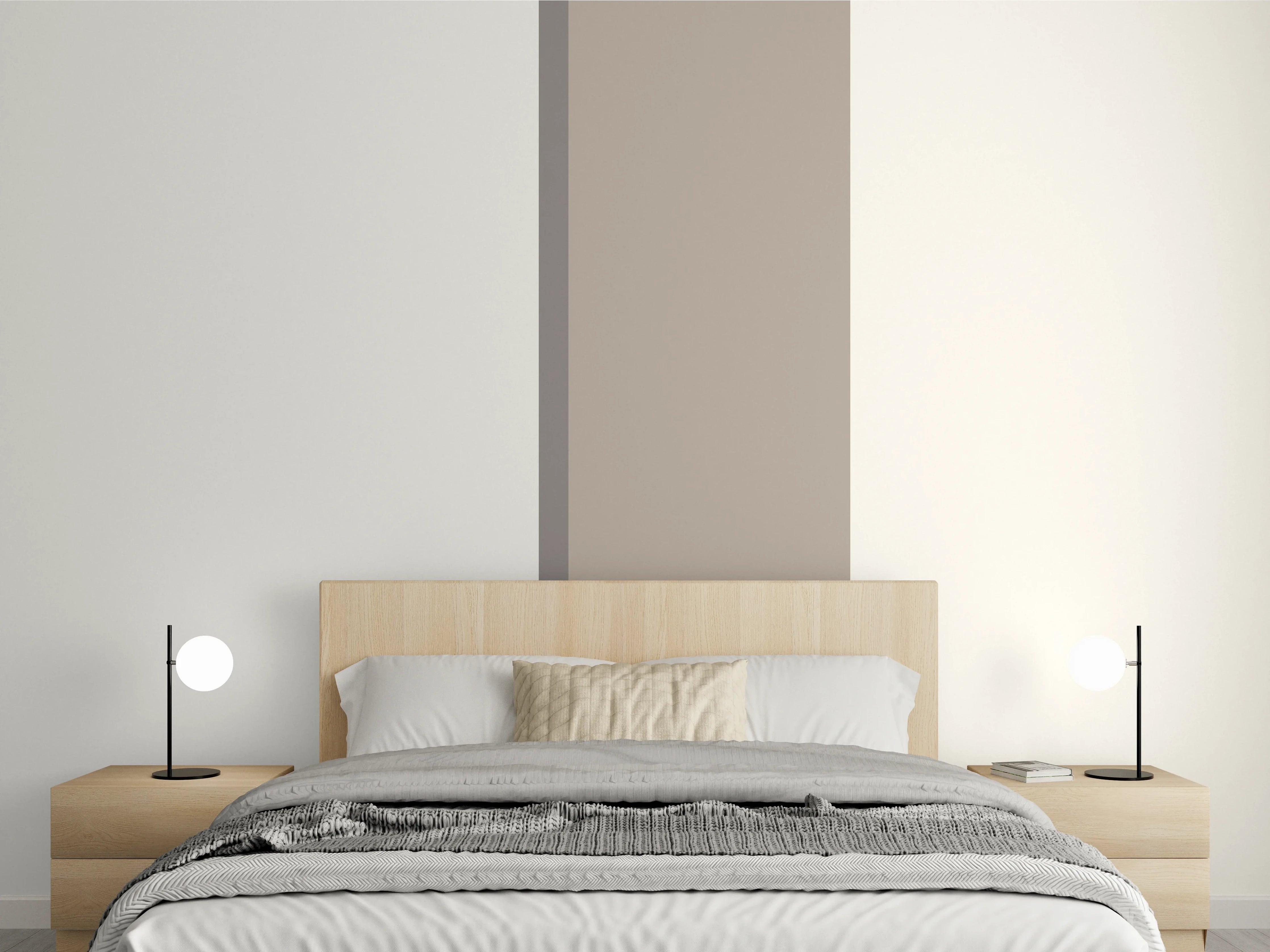 Wandverkleidung Schlafzimmer - Sanfte Beige-Töne mit dezenten Linien