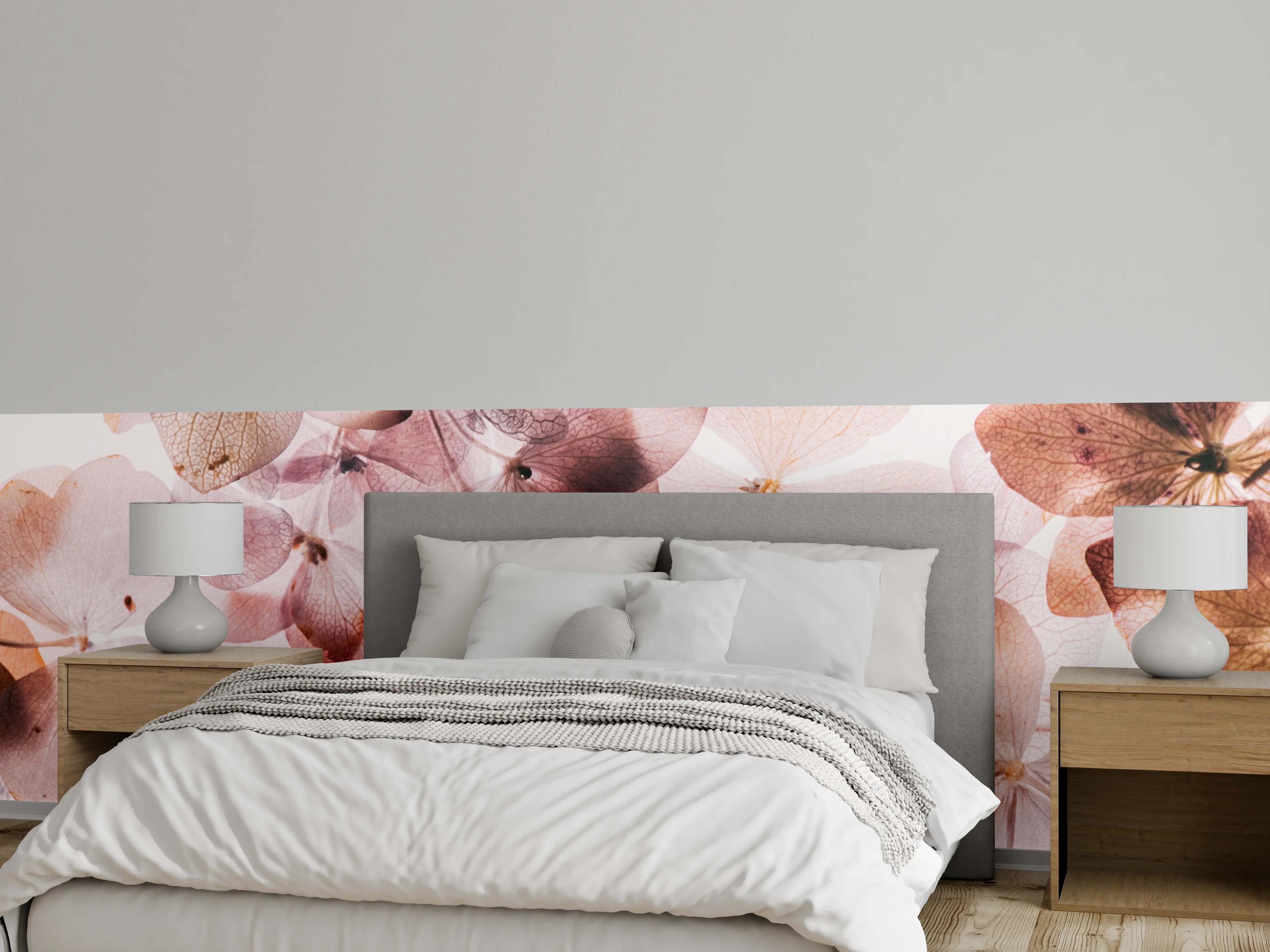 Wandverkleidung Schlafzimmer - Sanfte Blüten in Pastell Aquarell