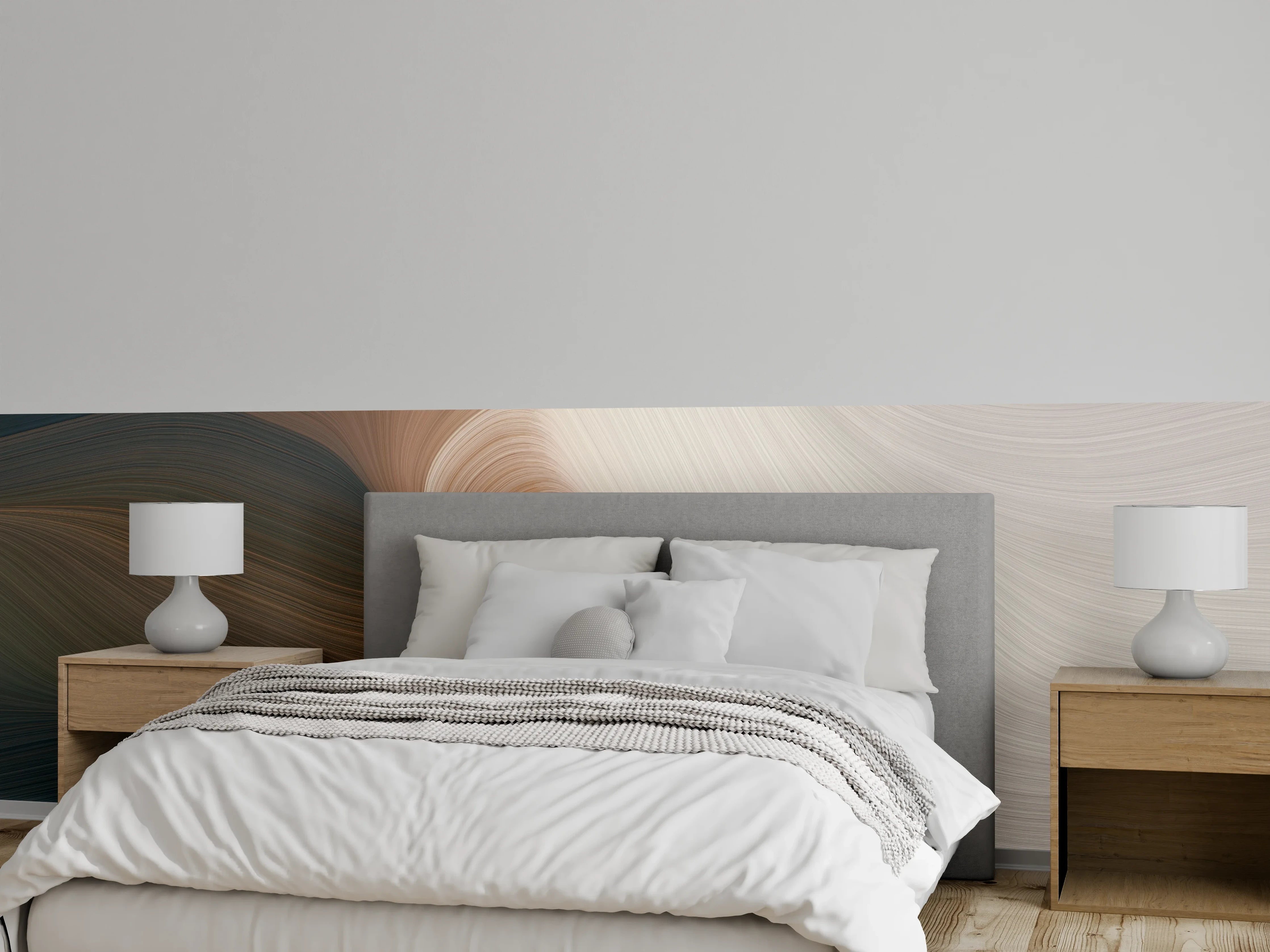 Wandverkleidung Schlafzimmer - Sanfte Erdtöne und elegante Linien