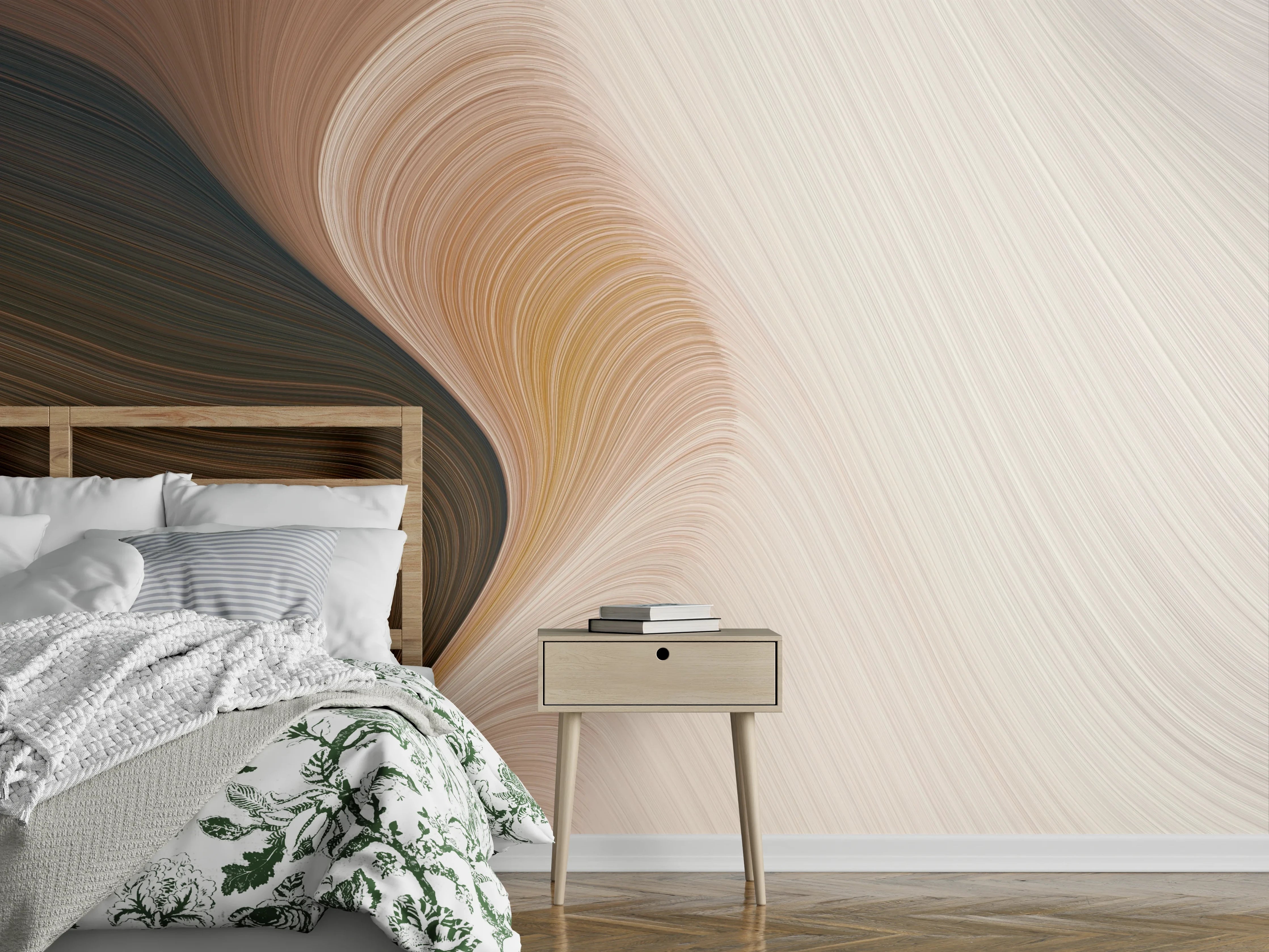Wandverkleidung Schlafzimmer - Sanfte Erdtöne und elegante Linien