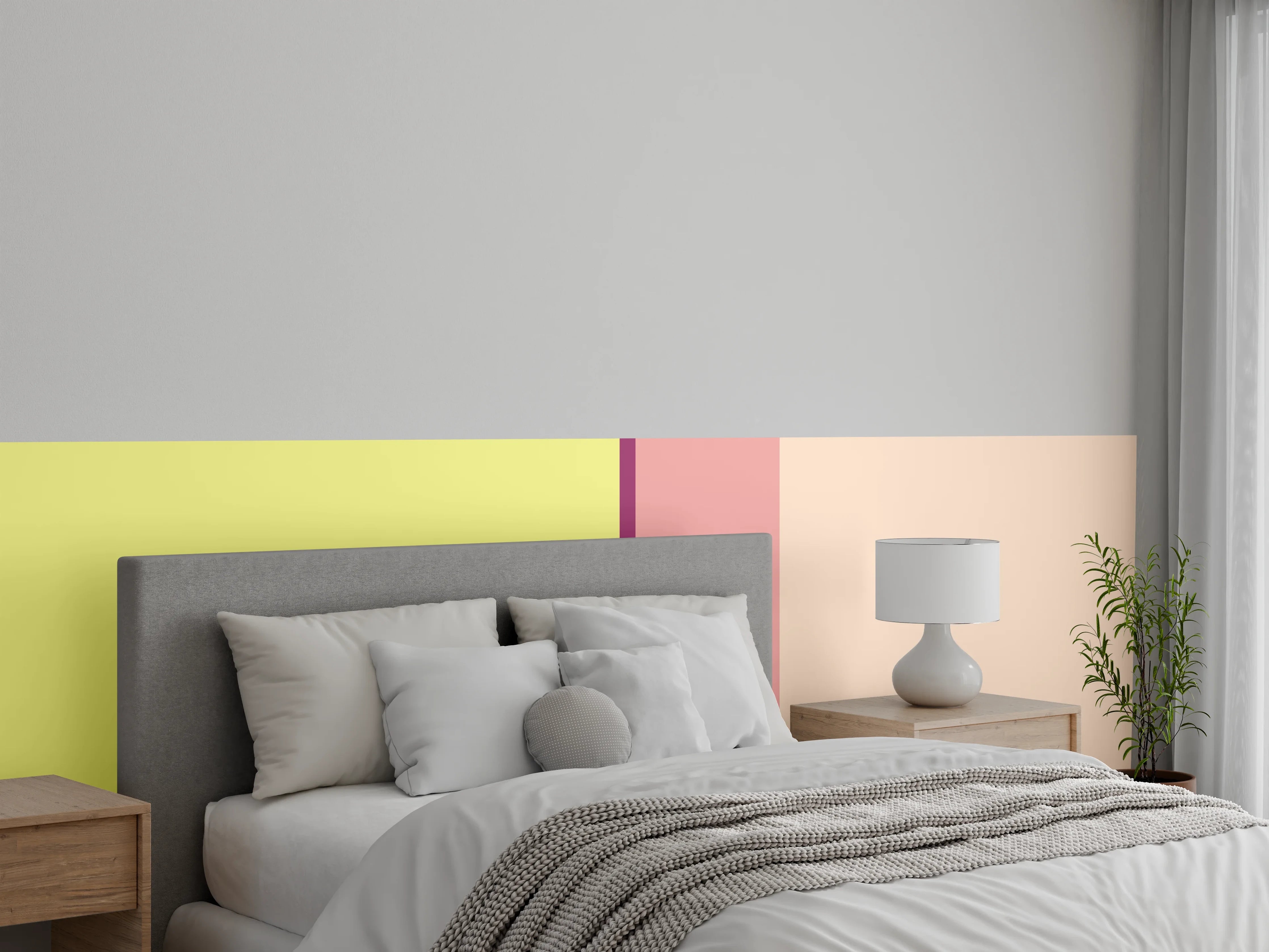 Wandverkleidung Schlafzimmer - Sanfte Farbtrennung Pastell Wanddesign