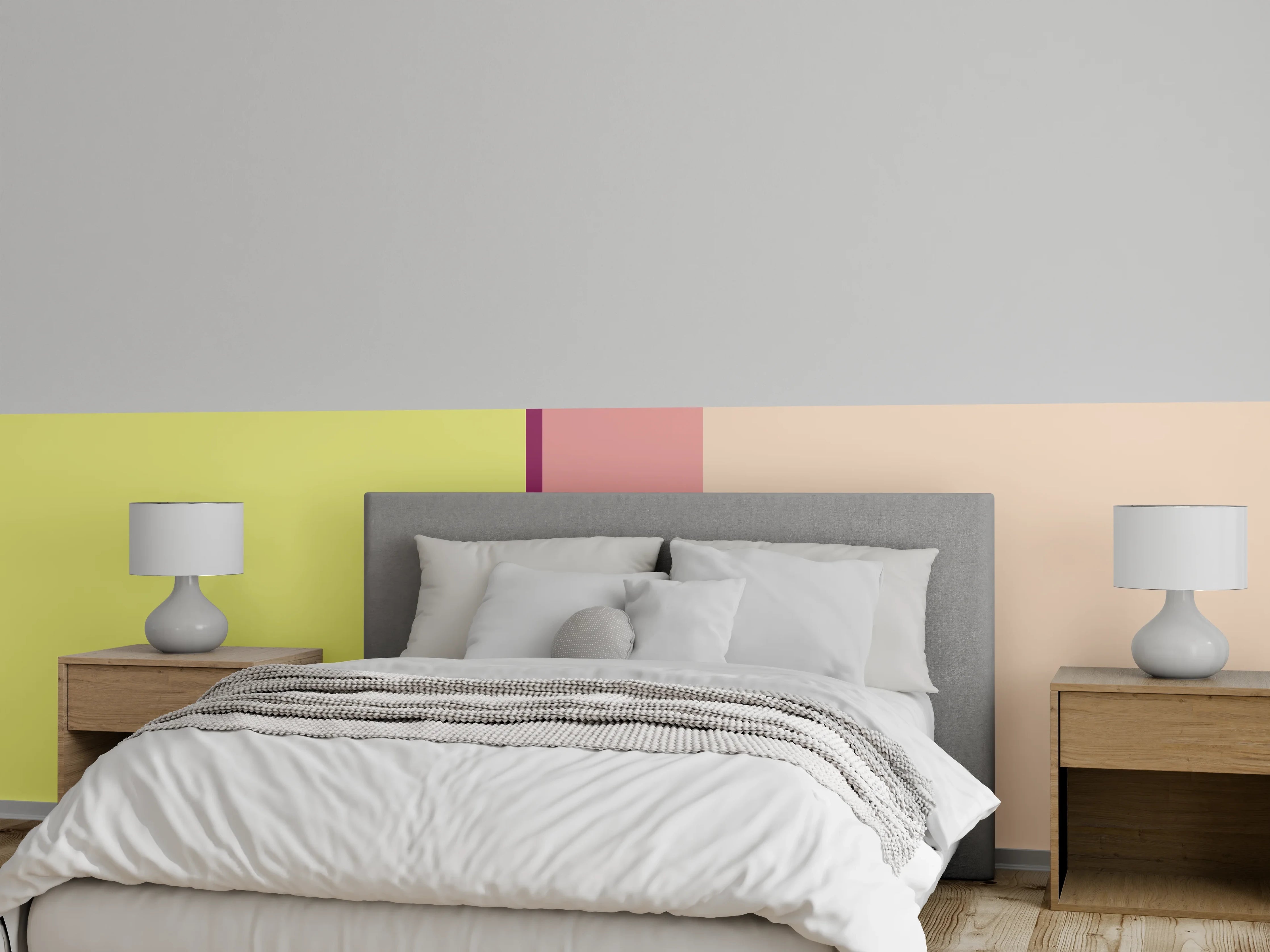 Wandverkleidung Schlafzimmer - Sanfte Farbtrennung Pastell Wanddesign