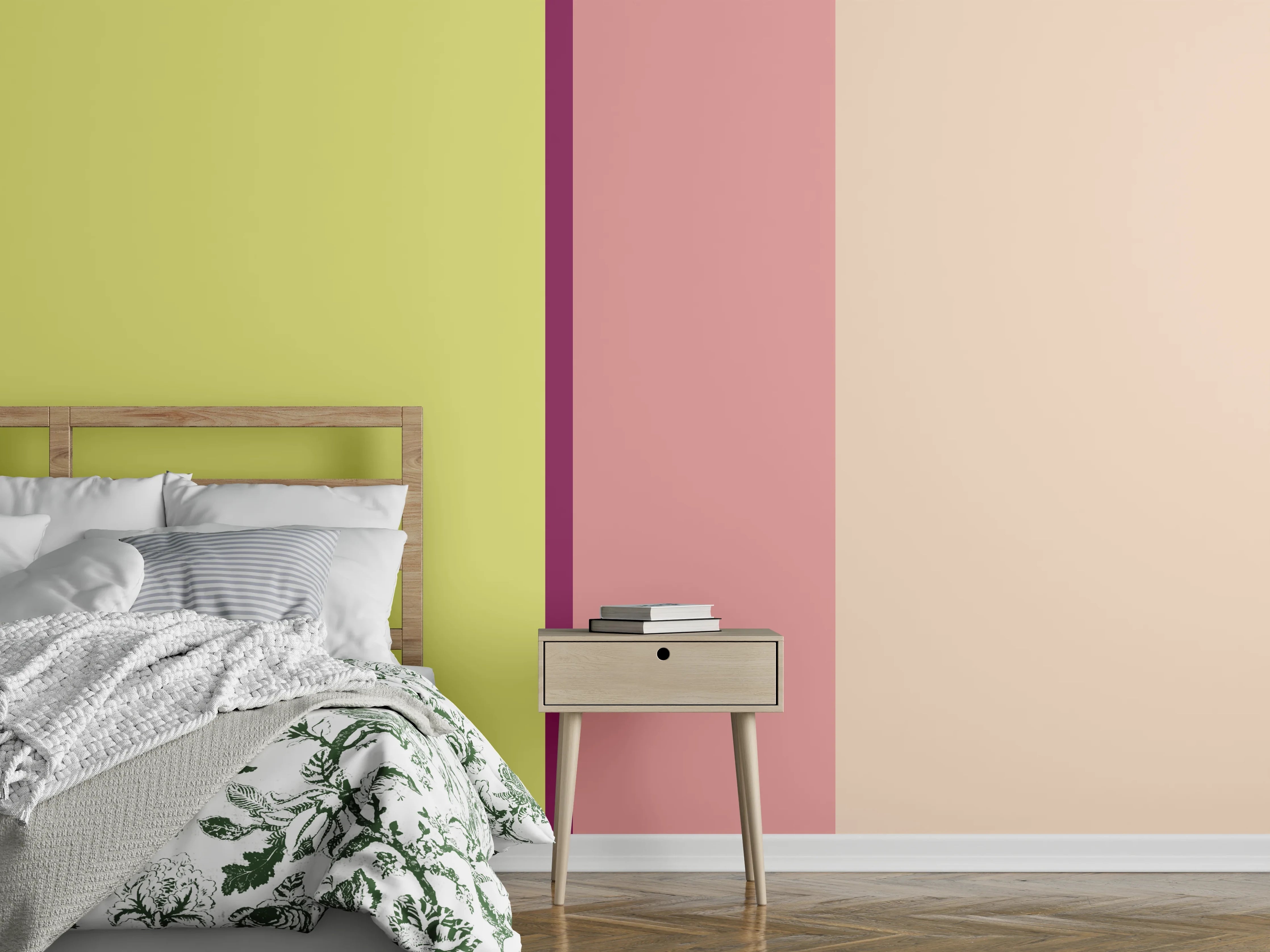 Wandverkleidung Schlafzimmer - Sanfte Farbtrennung Pastell Wanddesign
