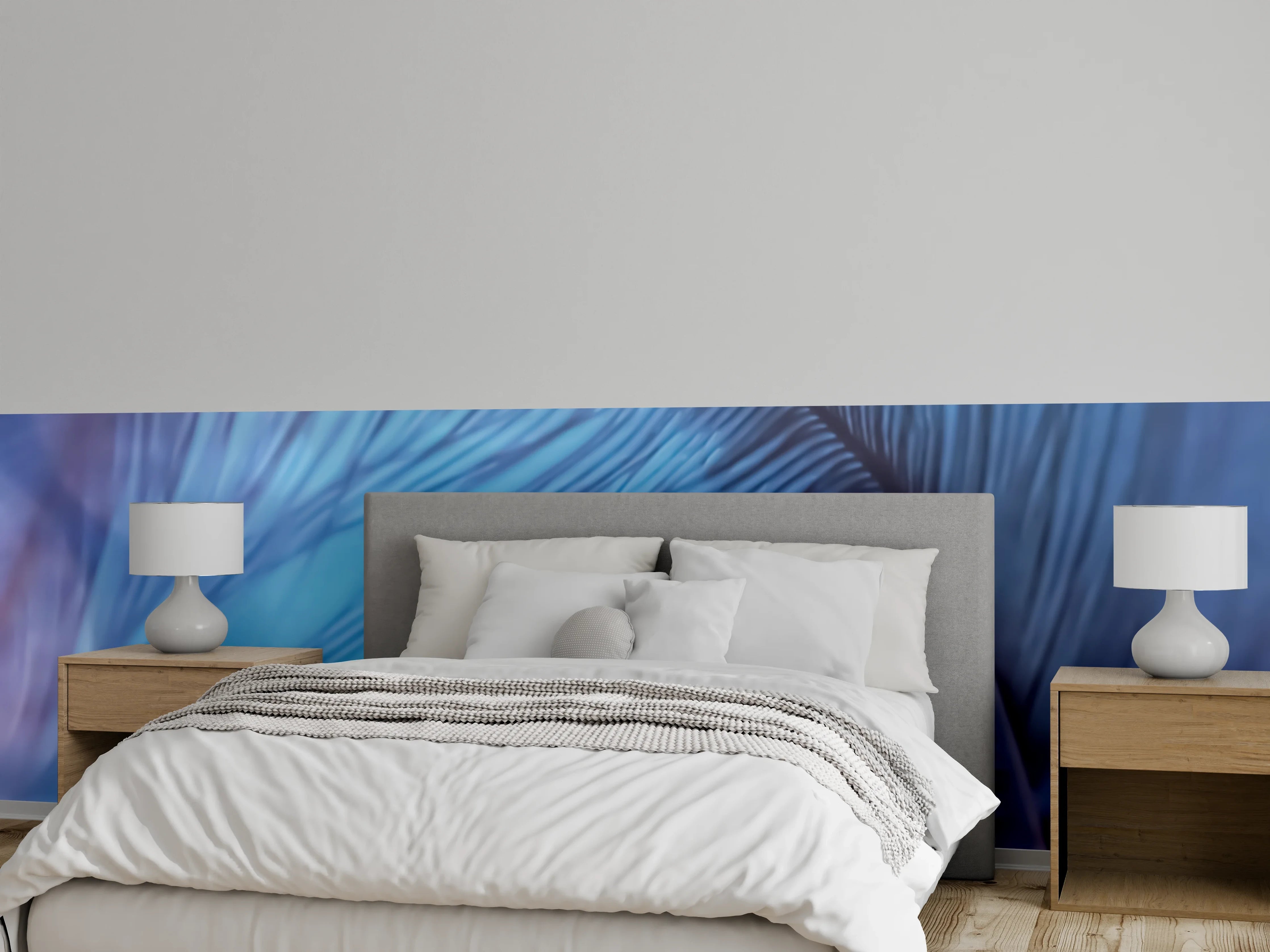 Wandverkleidung Schlafzimmer - Sanfte Feder, beruhigendes Blaulicht