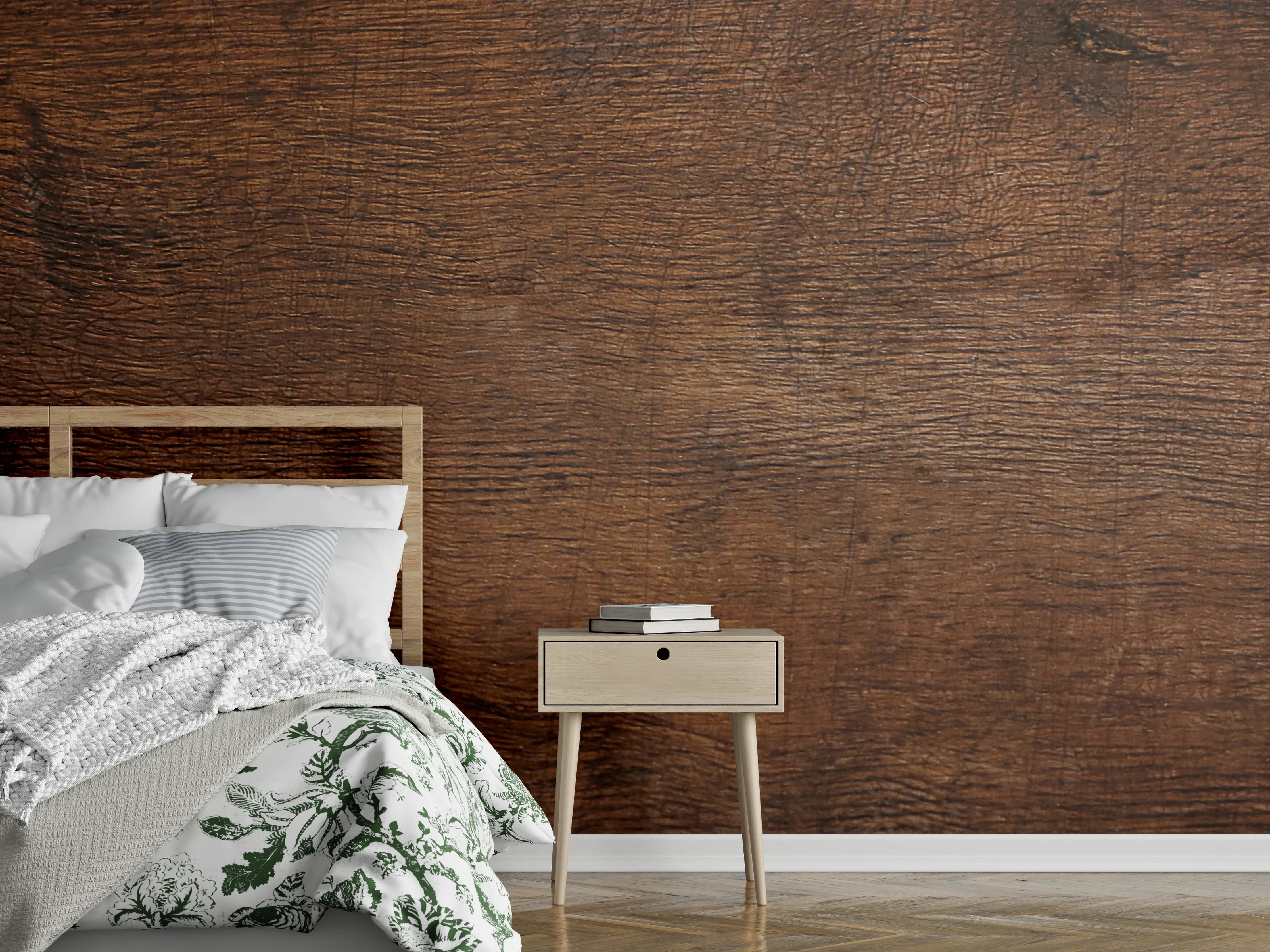 Wandverkleidung Schlafzimmer - Sanfte Graunuancen in Holztextur