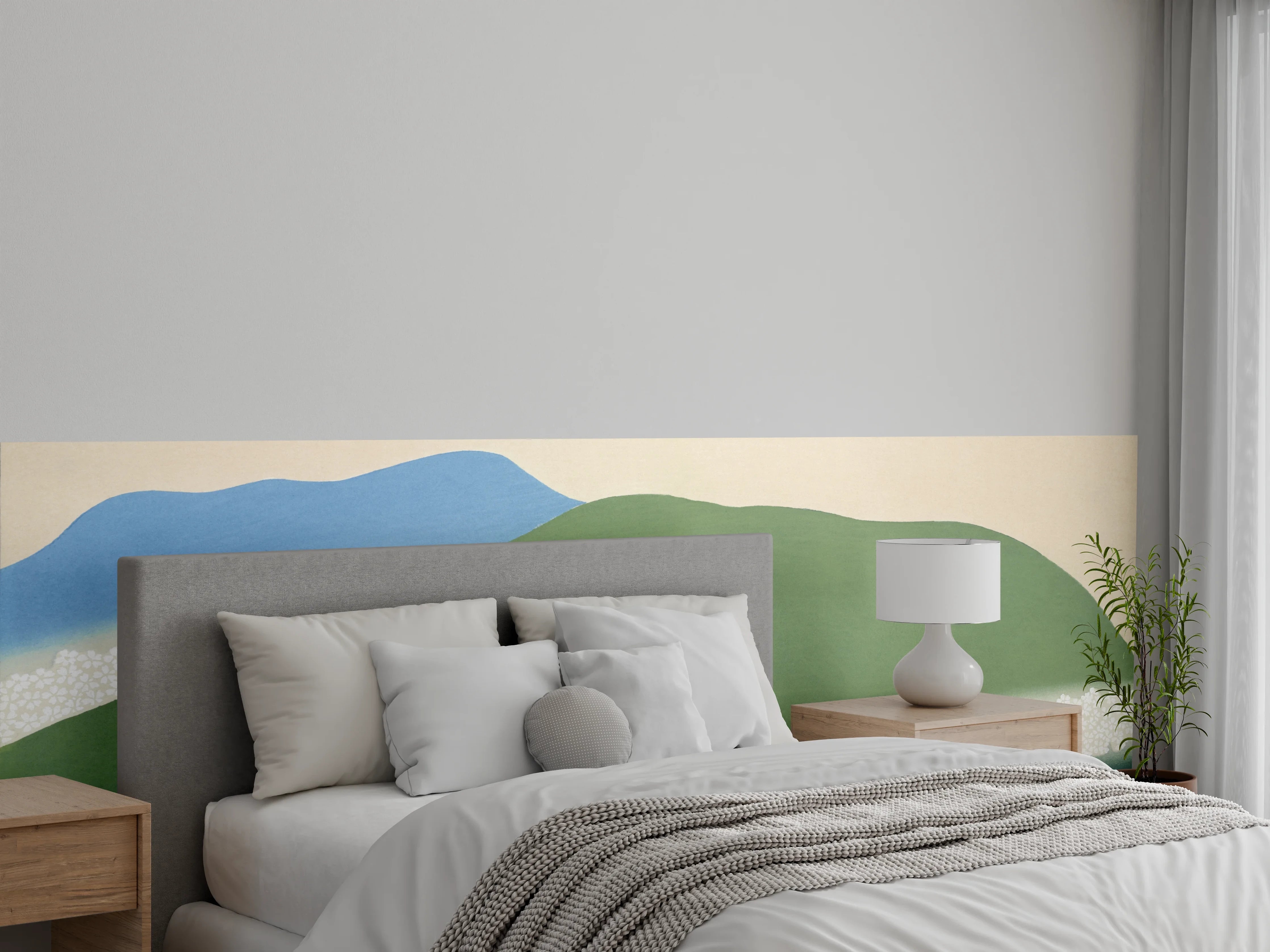 Wandverkleidung Schlafzimmer - Sanfte Hügel Abstrakte Landschaft
