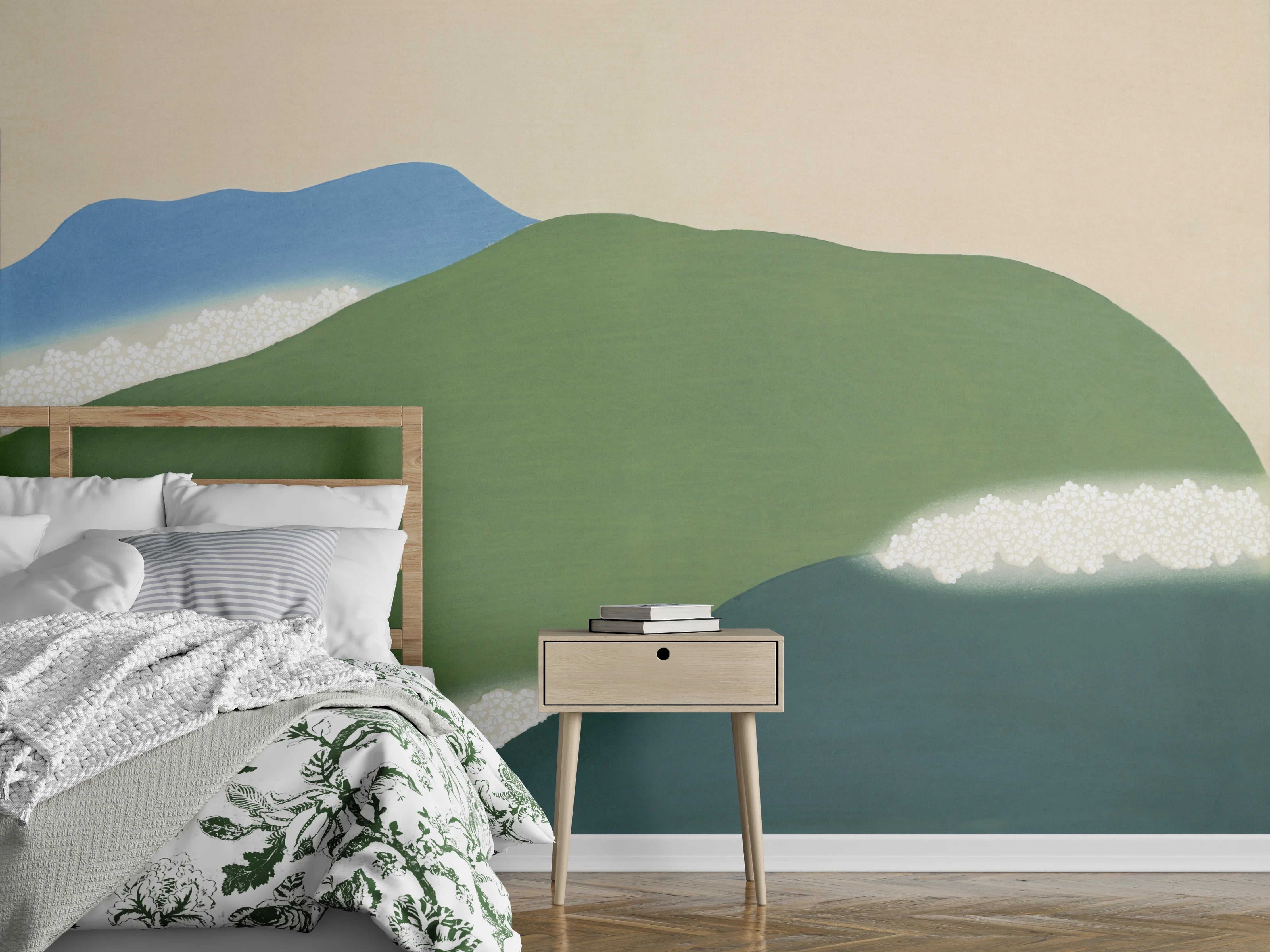 Wandverkleidung Schlafzimmer - Sanfte Hügel Abstrakte Landschaft