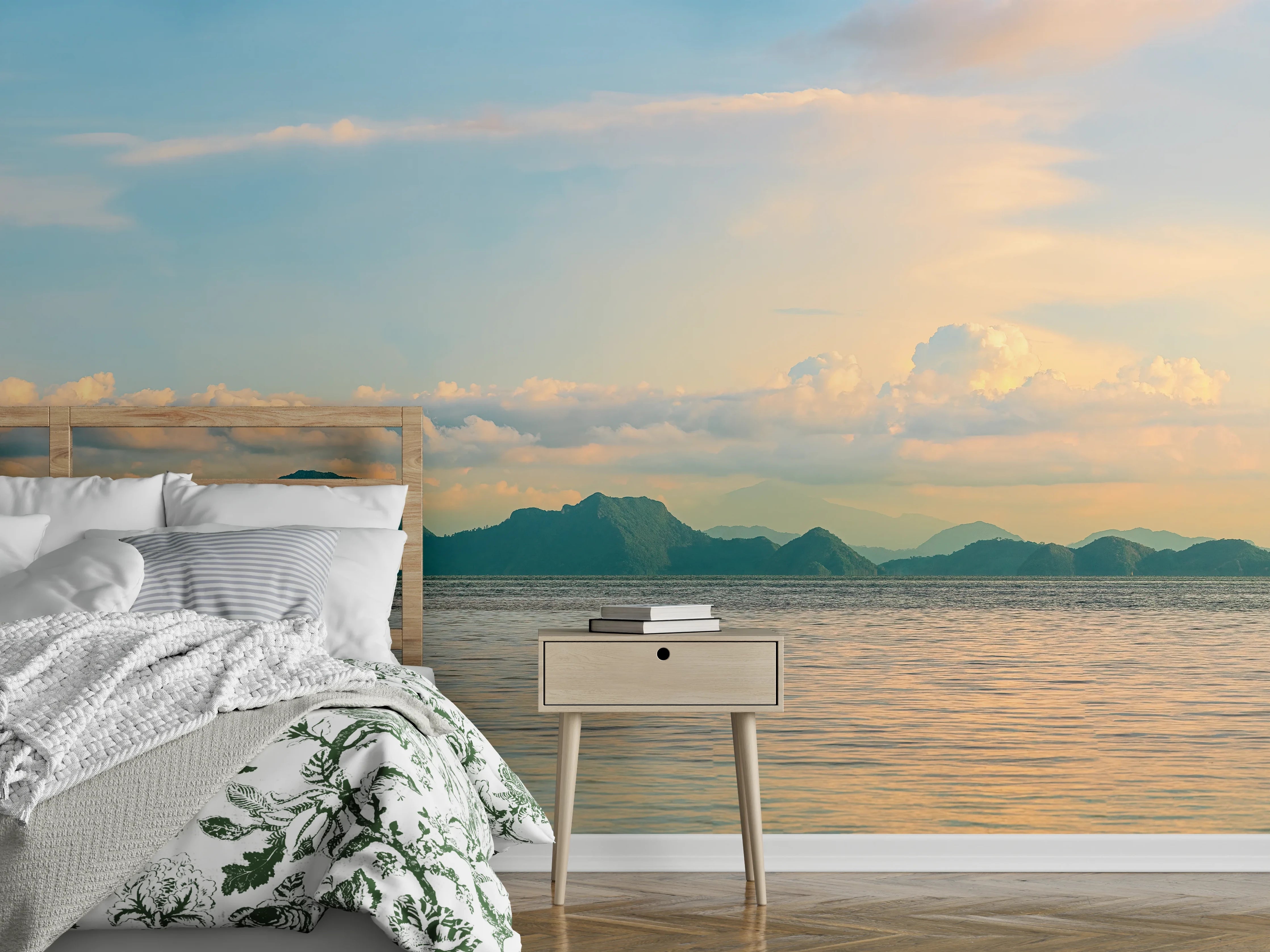 Wandverkleidung Schlafzimmer - Sanfte Meereslandschaft Panorama