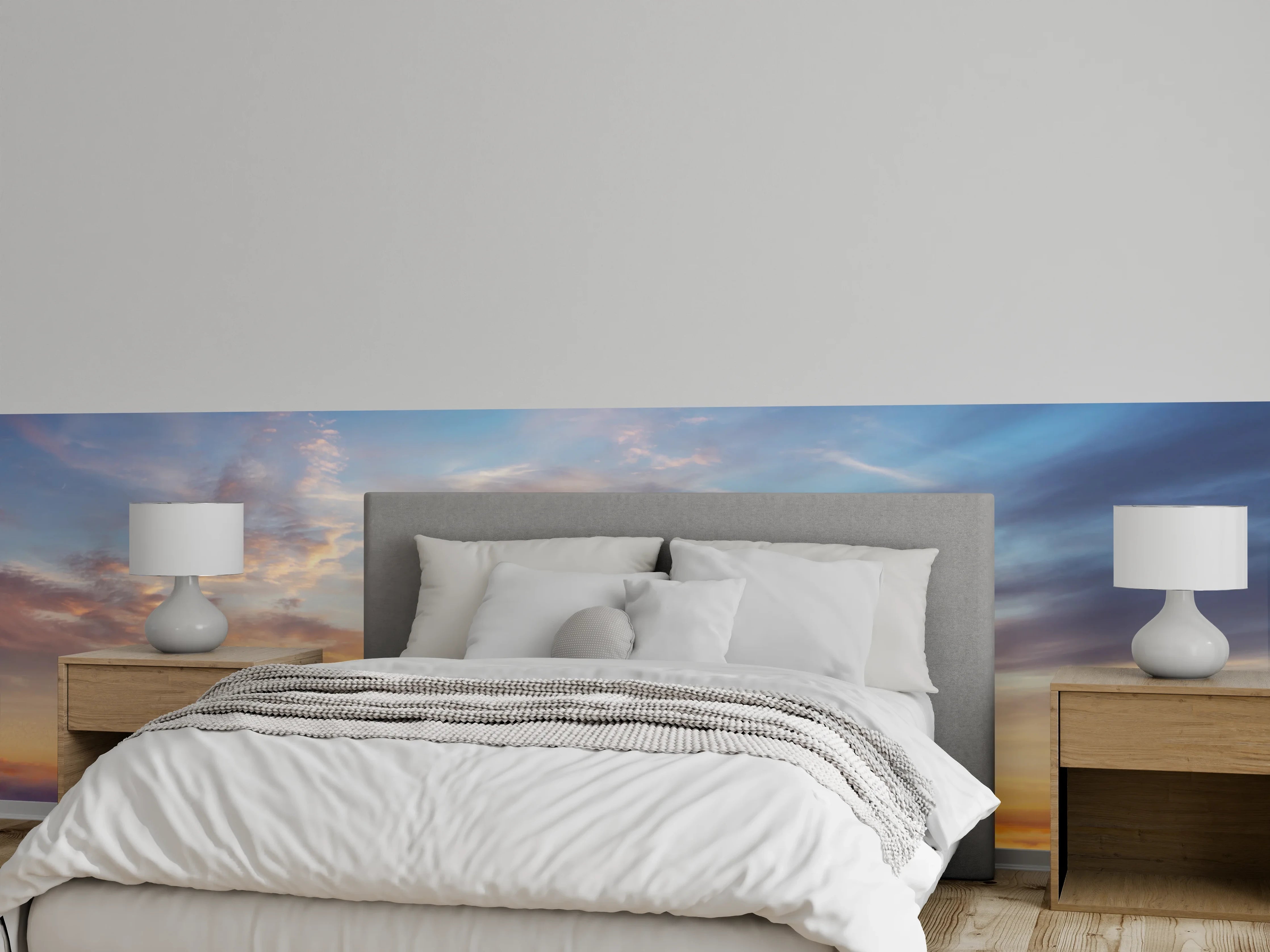 Wandverkleidung Schlafzimmer - Sanfte Morgenwolken und Sonnenaufgang
