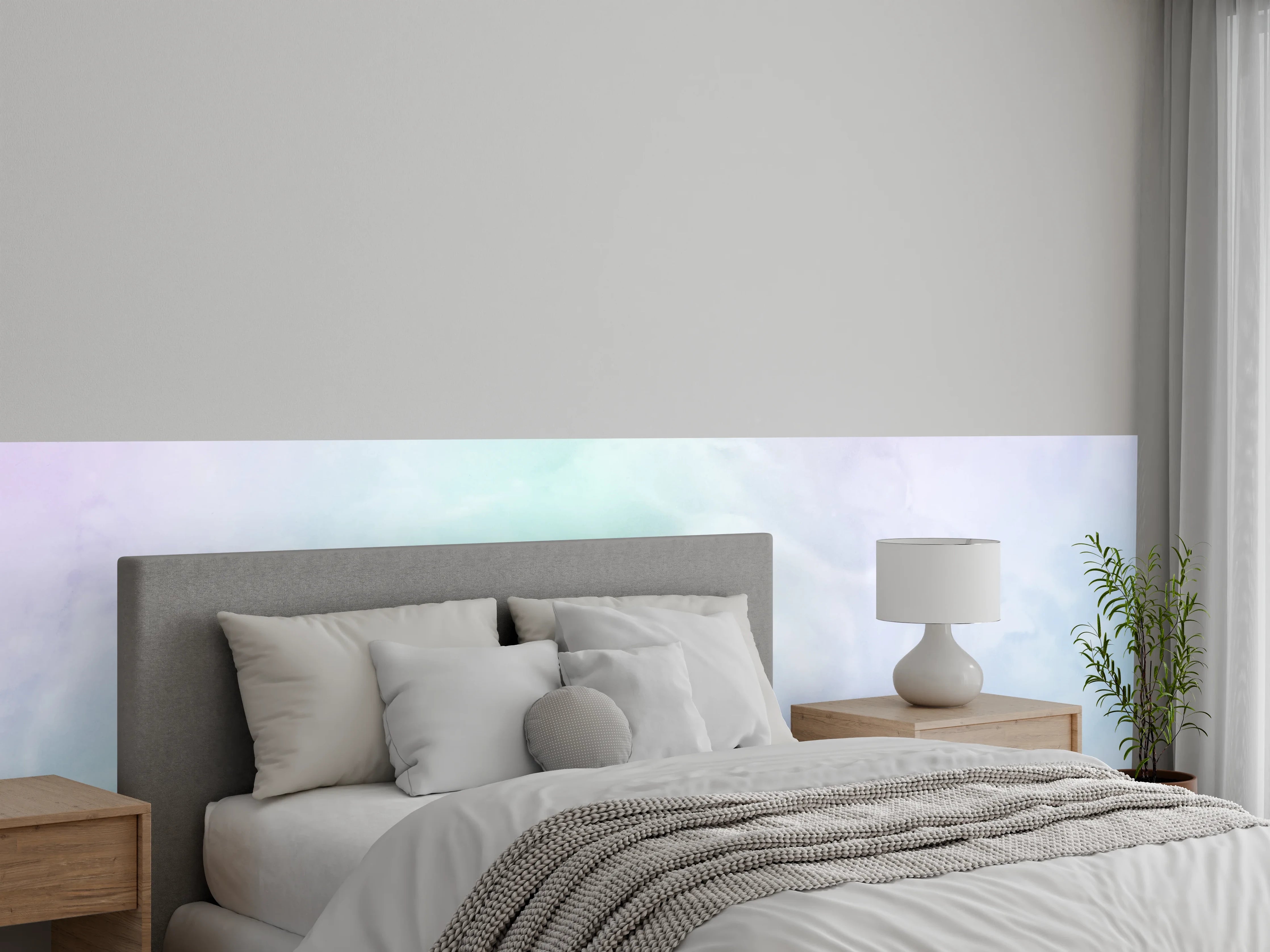 Wandverkleidung Schlafzimmer - Sanfte Pastell-Marmoroptik in Weiß