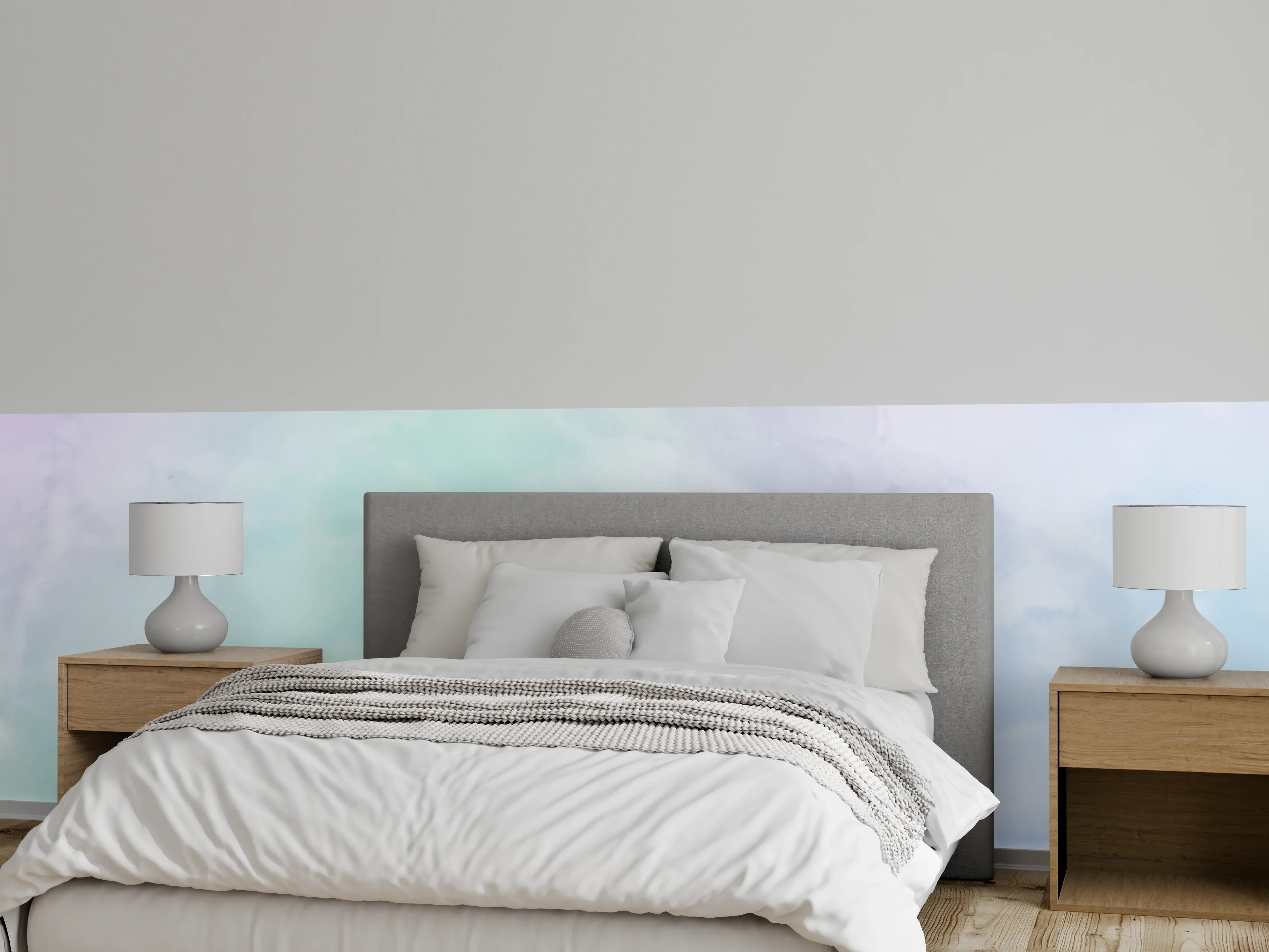 Wandverkleidung Schlafzimmer - Sanfte Pastell-Marmoroptik in Weiß